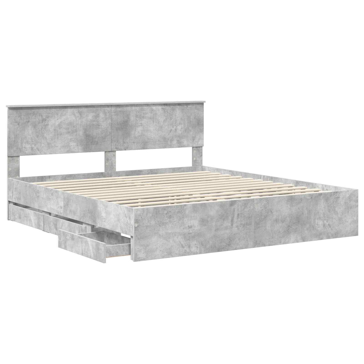 Bed Frame with Drawer Concrete Grey 180 x 200 cm Engineer Wood