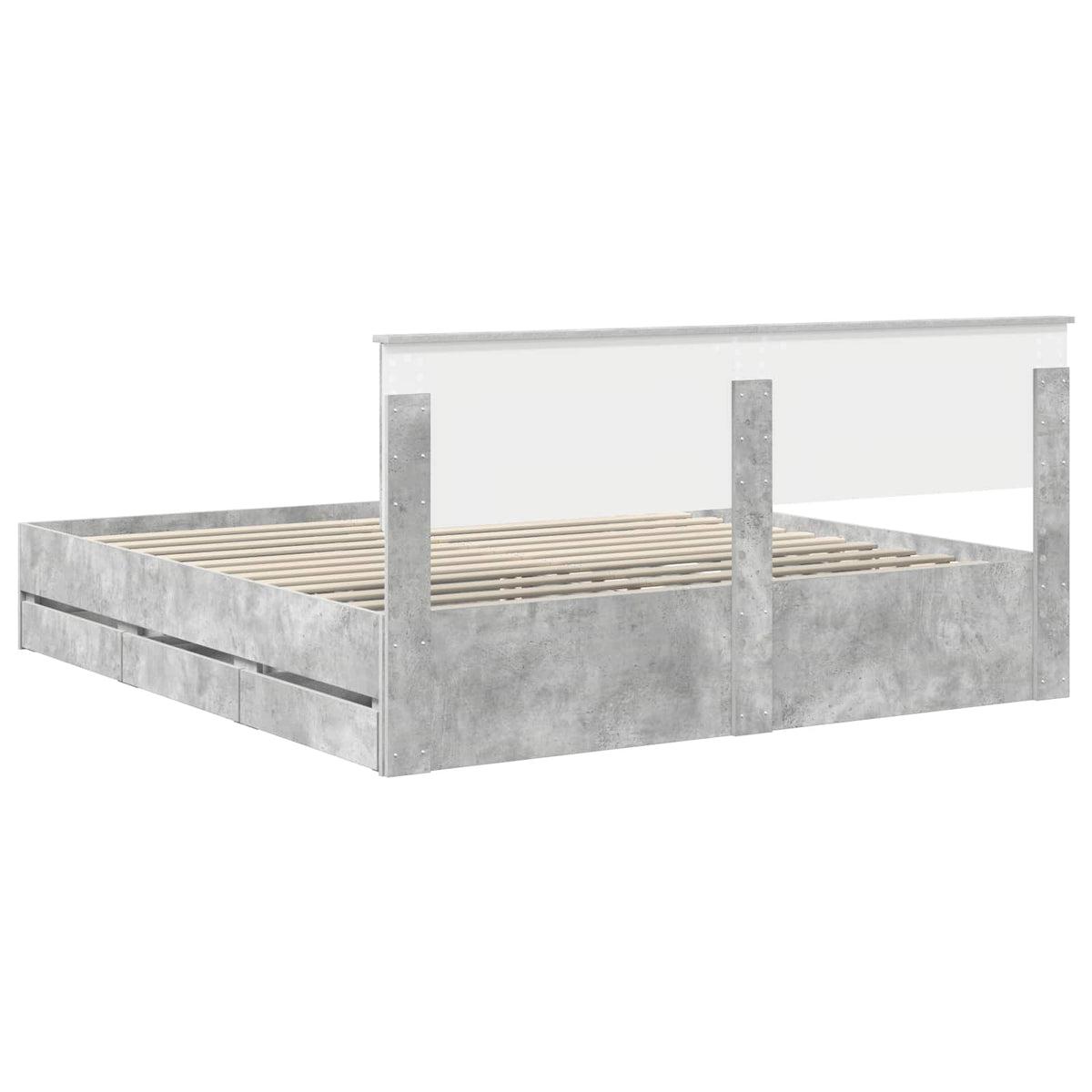 Bed Frame with Drawer Concrete Grey 180 x 200 cm Engineer Wood