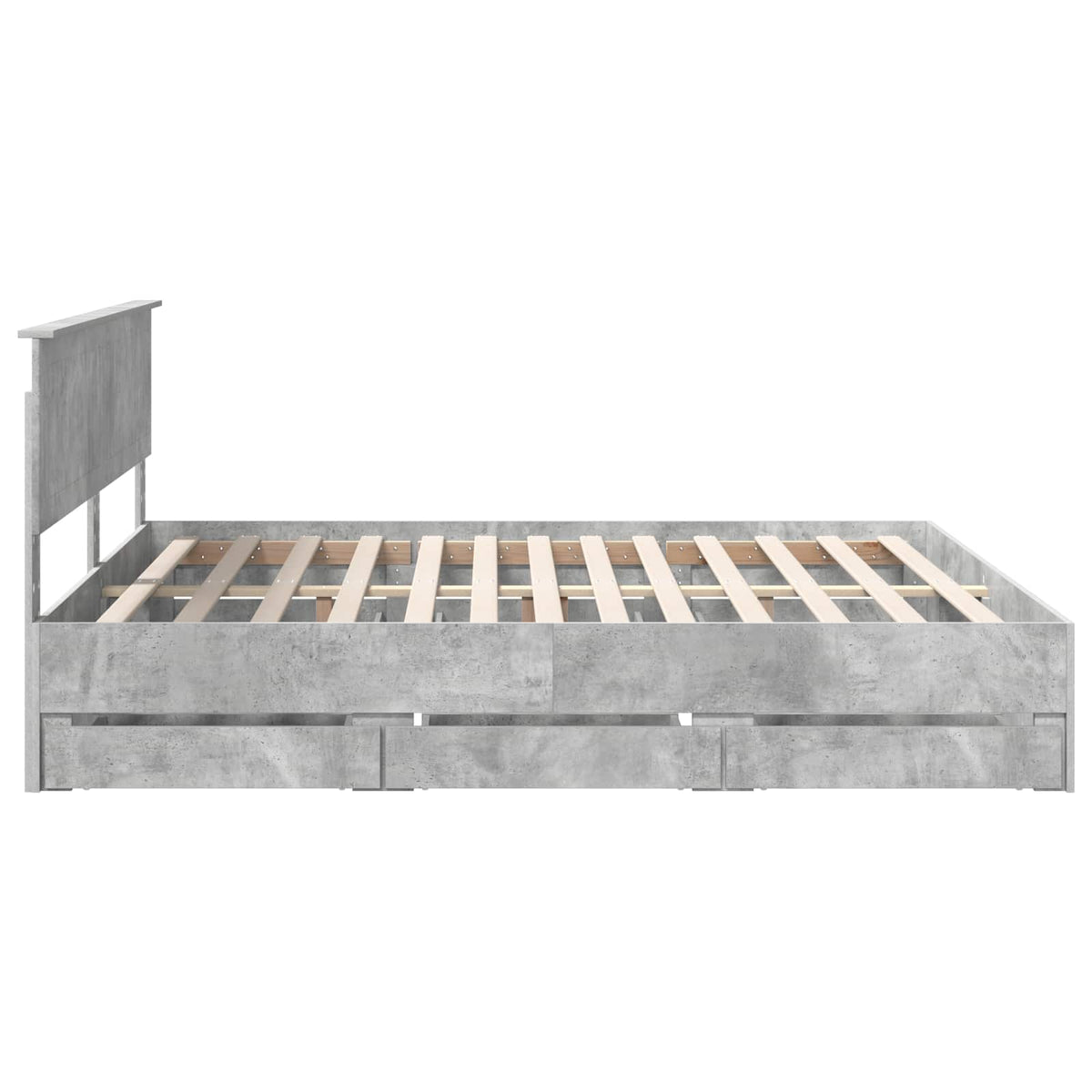 Bed Frame with Drawer Concrete Grey 180 x 200 cm Engineer Wood