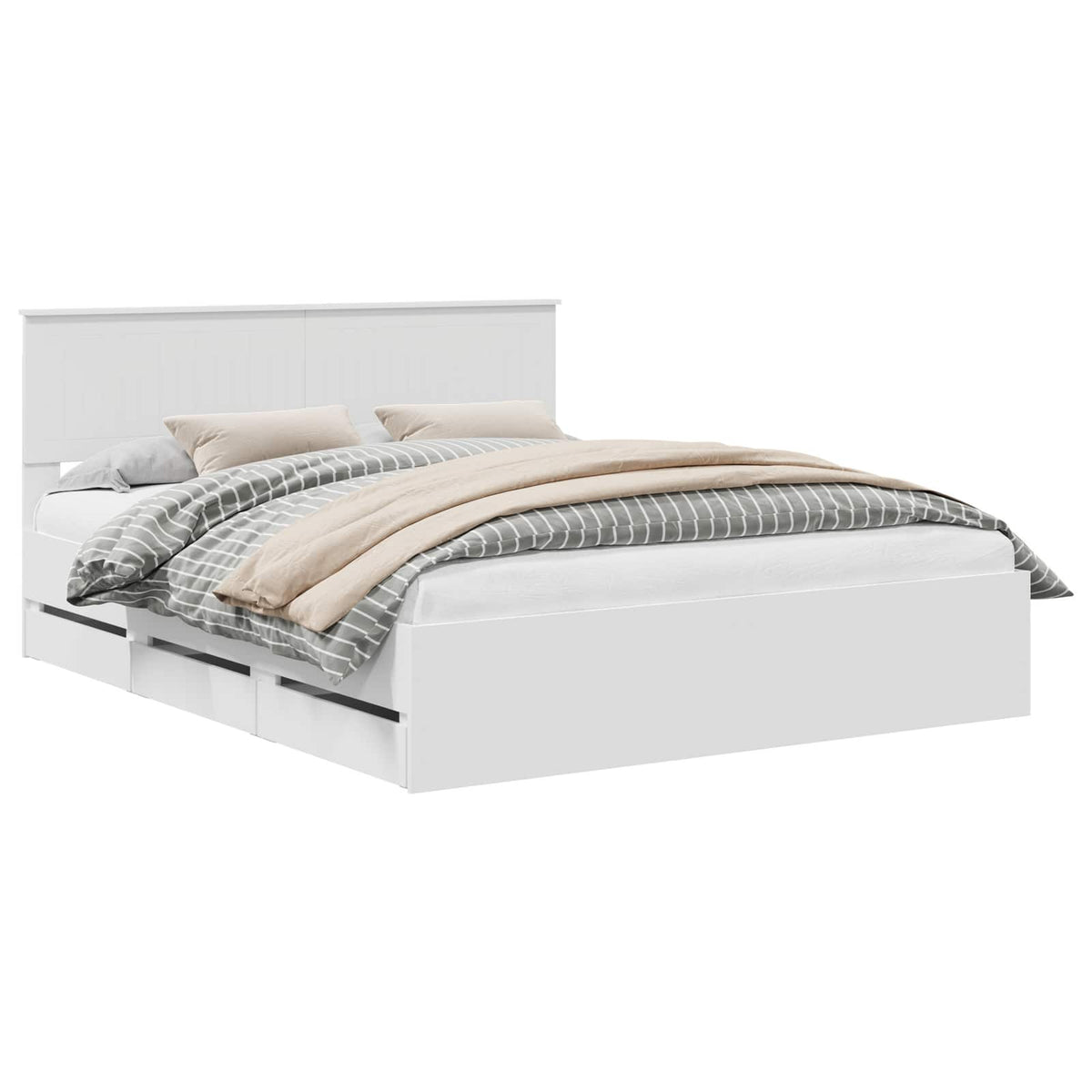 Bed Frame with Drawer White 160 x 200 cm Engineer Wood