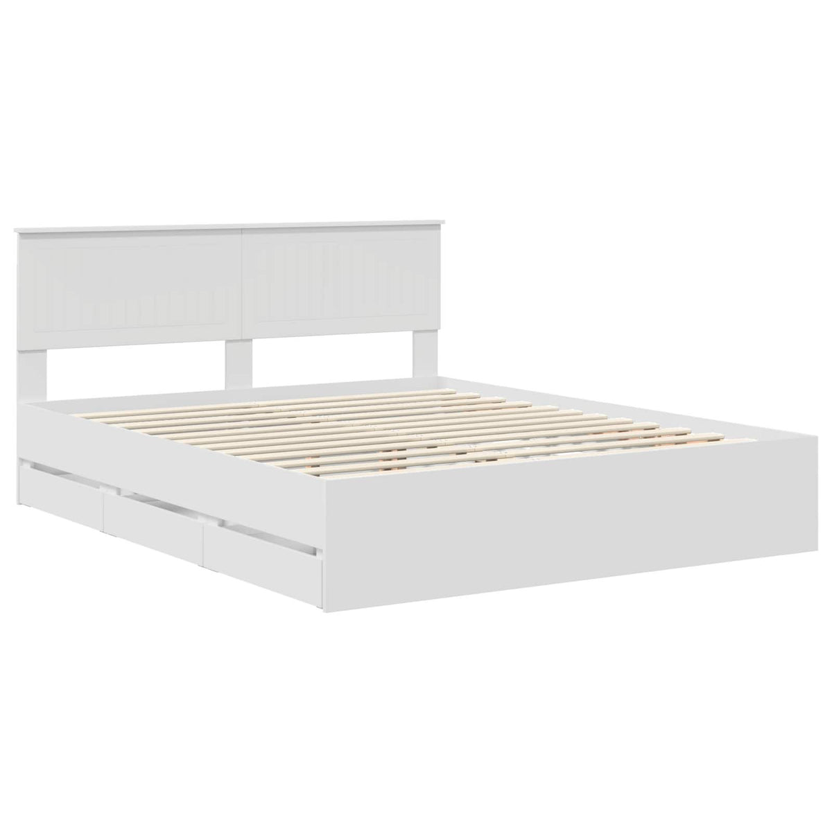 Bed Frame with Drawer White 160 x 200 cm Engineer Wood