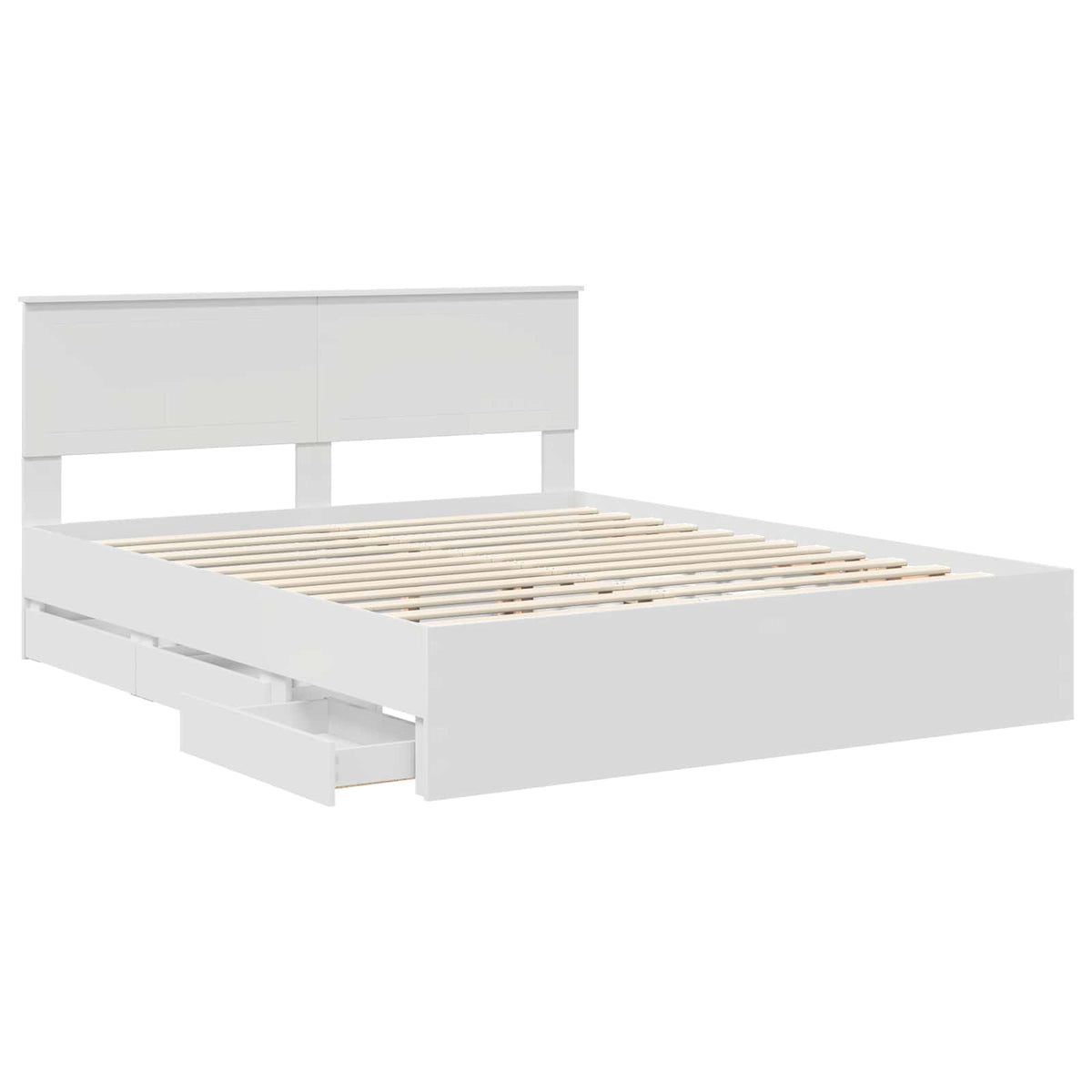 Bed Frame with Drawer White 160 x 200 cm Engineer Wood
