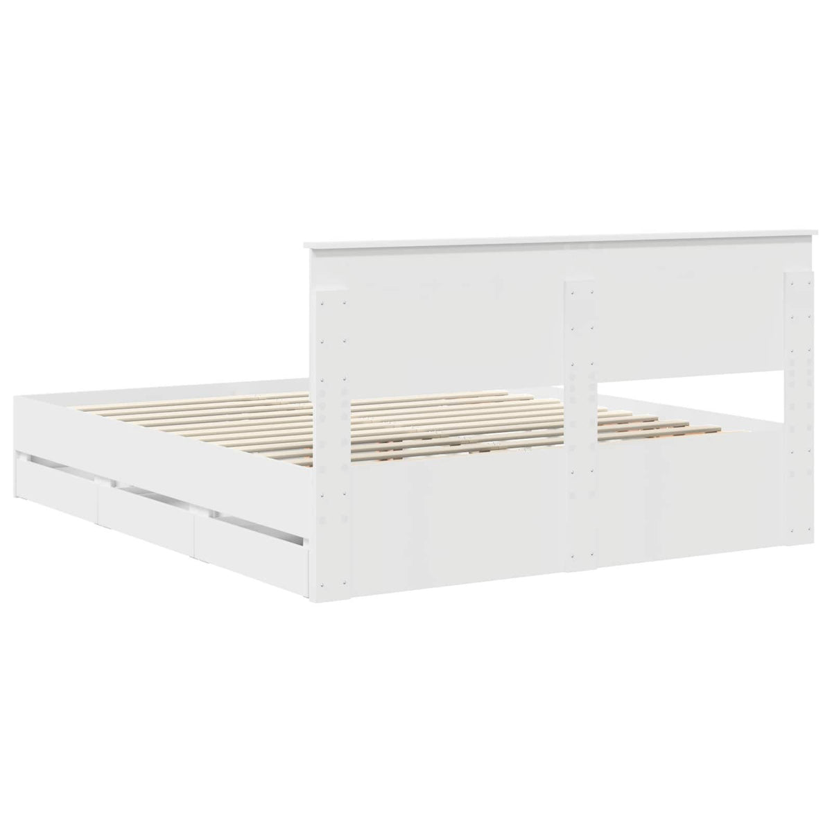 Bed Frame with Drawer White 160 x 200 cm Engineer Wood