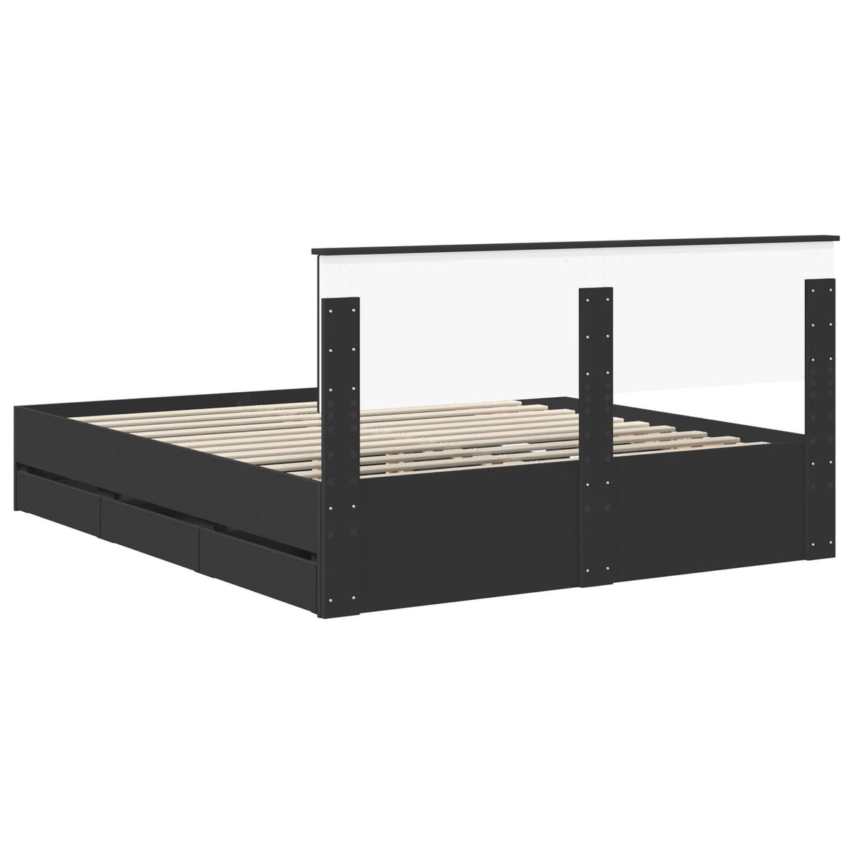 Bed Frame with Drawer Black 160 x 200 cm Engineer Wood