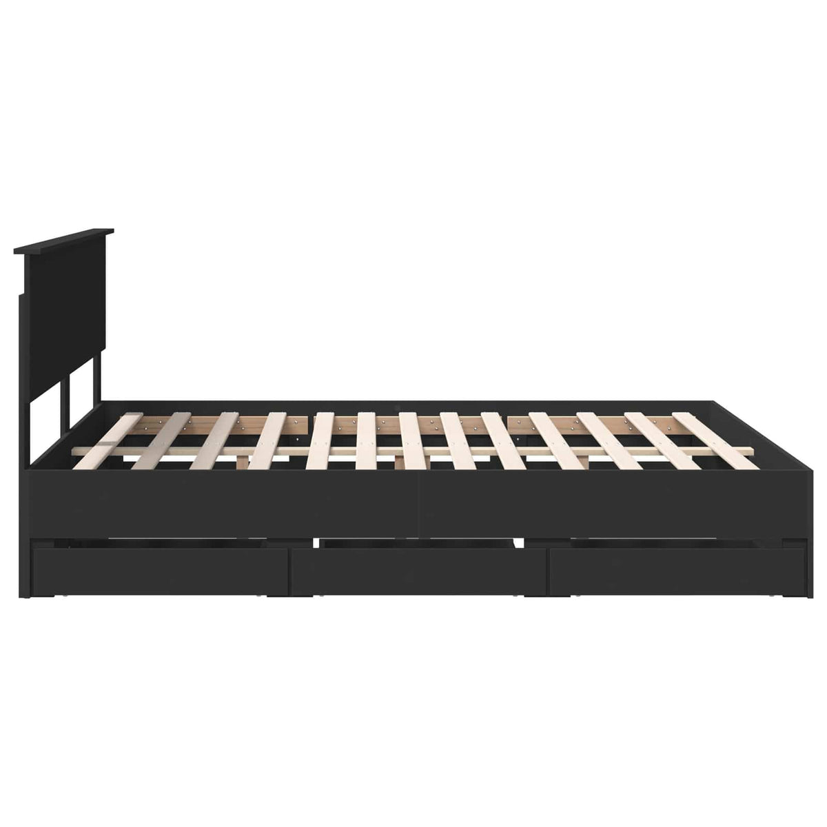 Bed Frame with Drawer Black 160 x 200 cm Engineer Wood