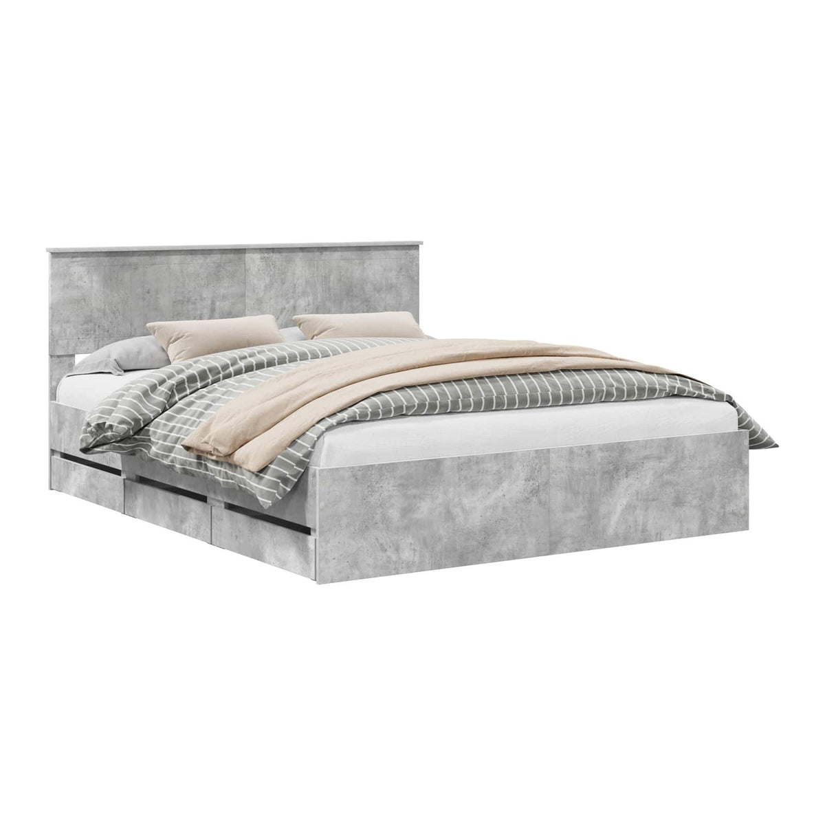 Bed Frame with Drawer Concrete Grey 160 x 200 cm Engineer Wood