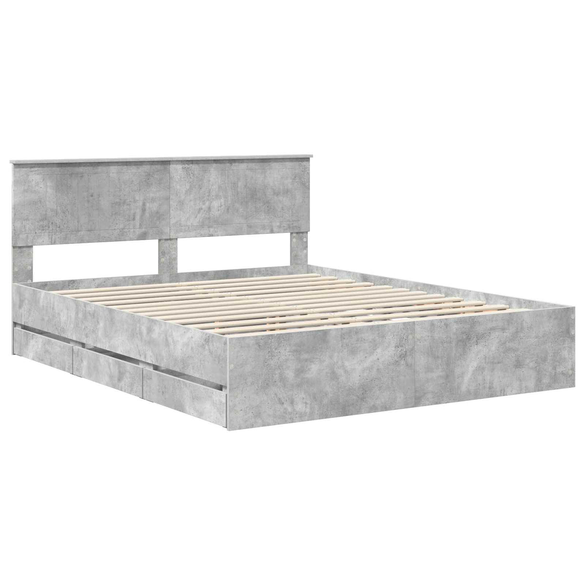 Bed Frame with Drawer Concrete Grey 160 x 200 cm Engineer Wood