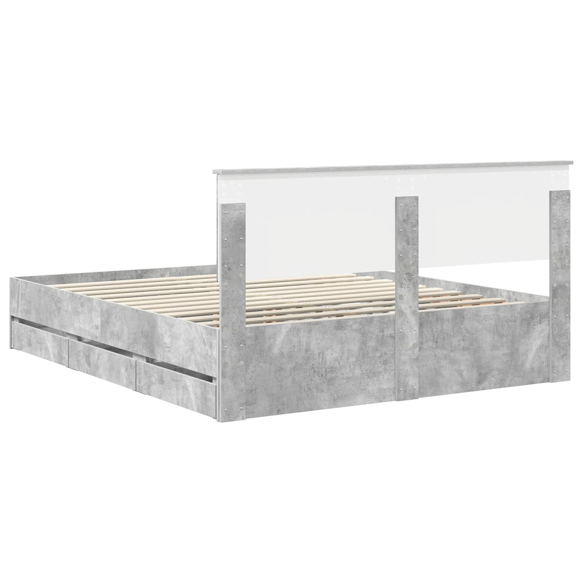 Bed Frame with Drawer Concrete Grey 160 x 200 cm Engineer Wood