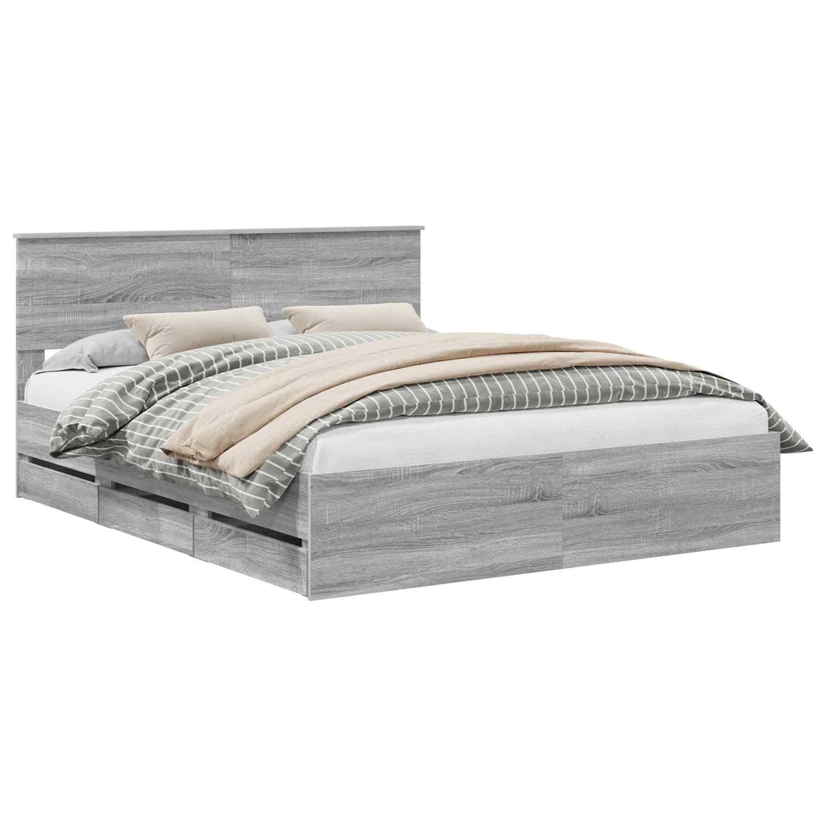 Bed Frame with Drawer Grey Sonoma 160 x 200 cm Engineer Wood