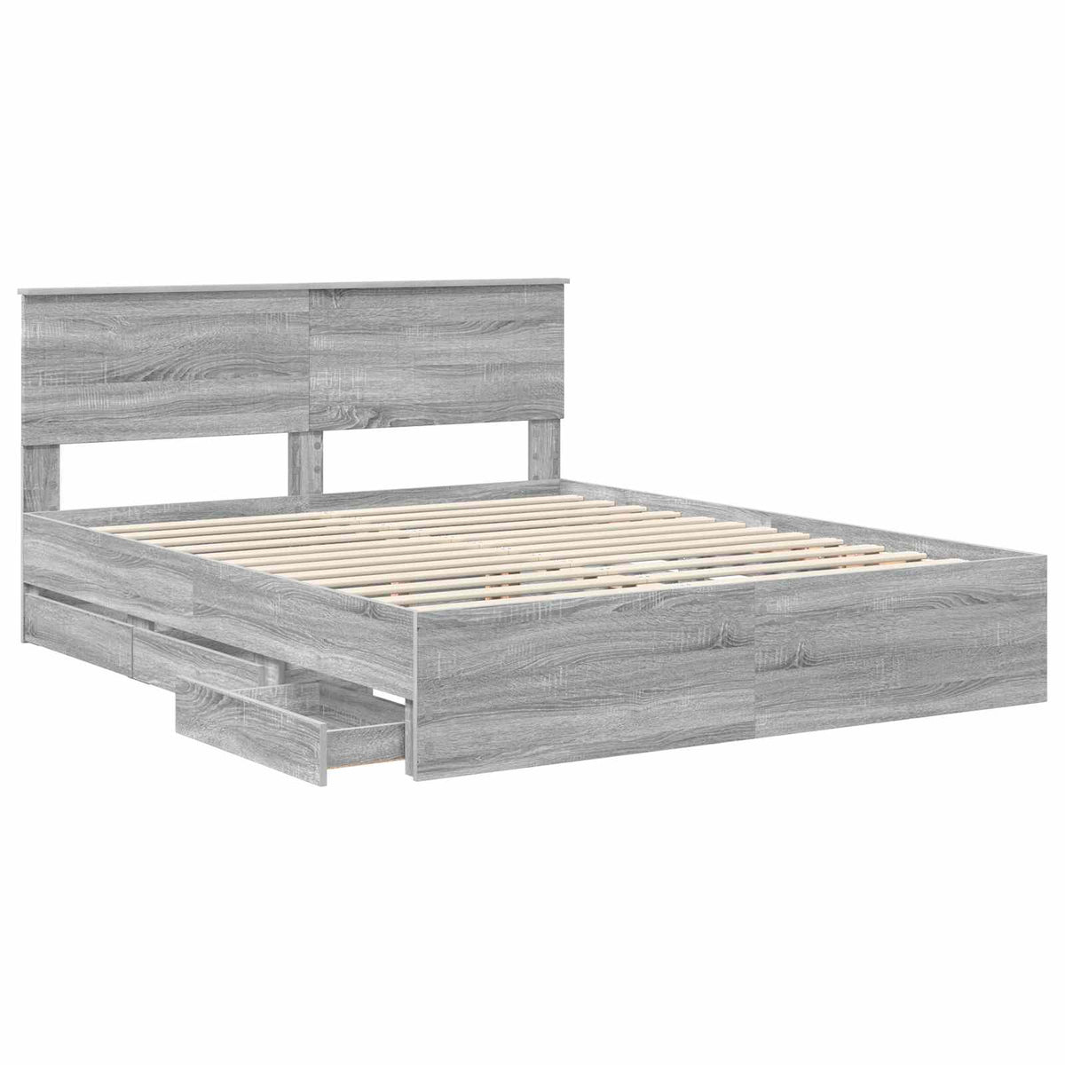 Bed Frame with Drawer Grey Sonoma 160 x 200 cm Engineer Wood