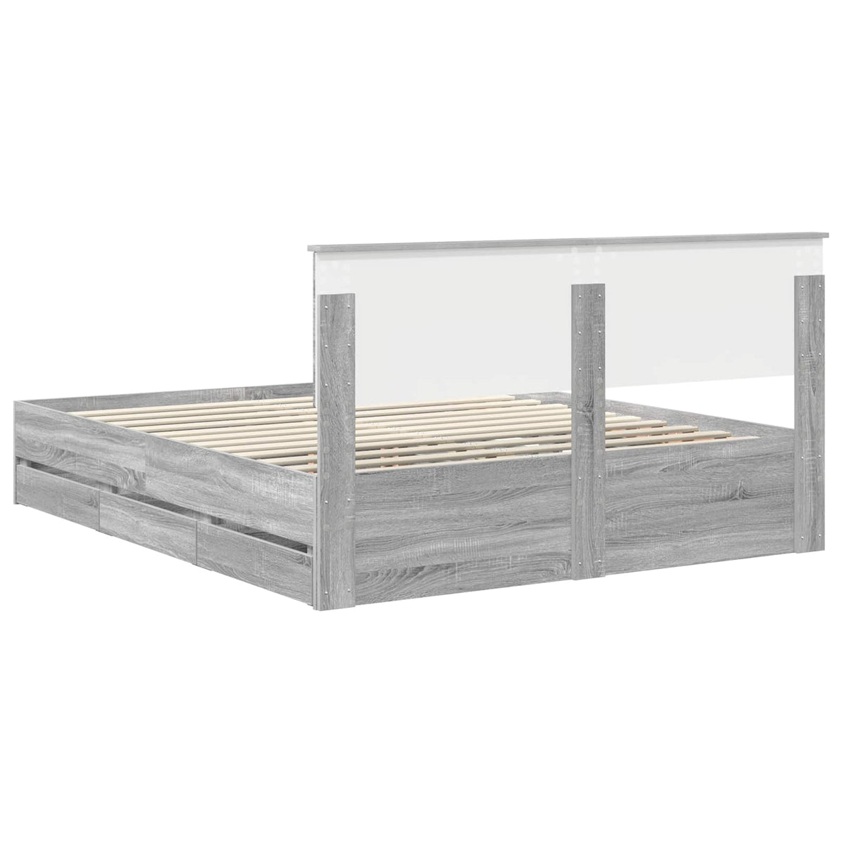 Bed Frame with Drawer Grey Sonoma 160 x 200 cm Engineer Wood