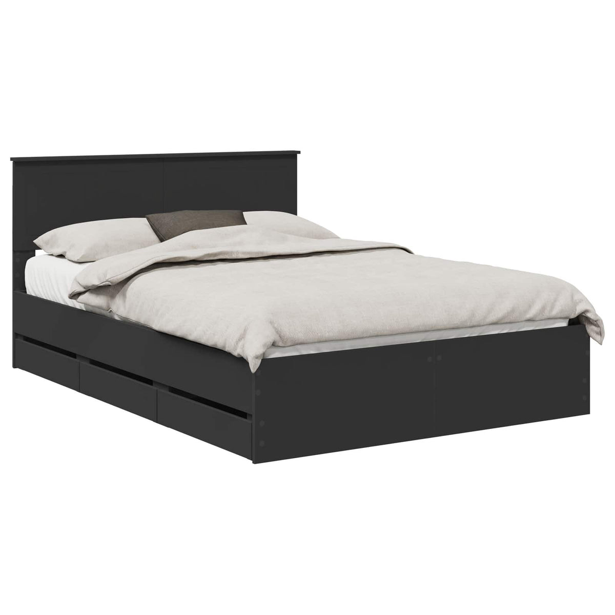 Bed Frame with Drawer Black 140 x 200 cm Engineer Wood