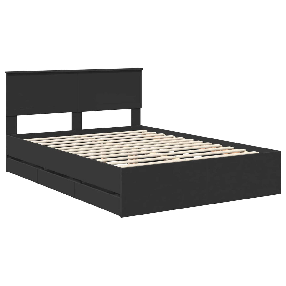 Bed Frame with Drawer Black 140 x 200 cm Engineer Wood