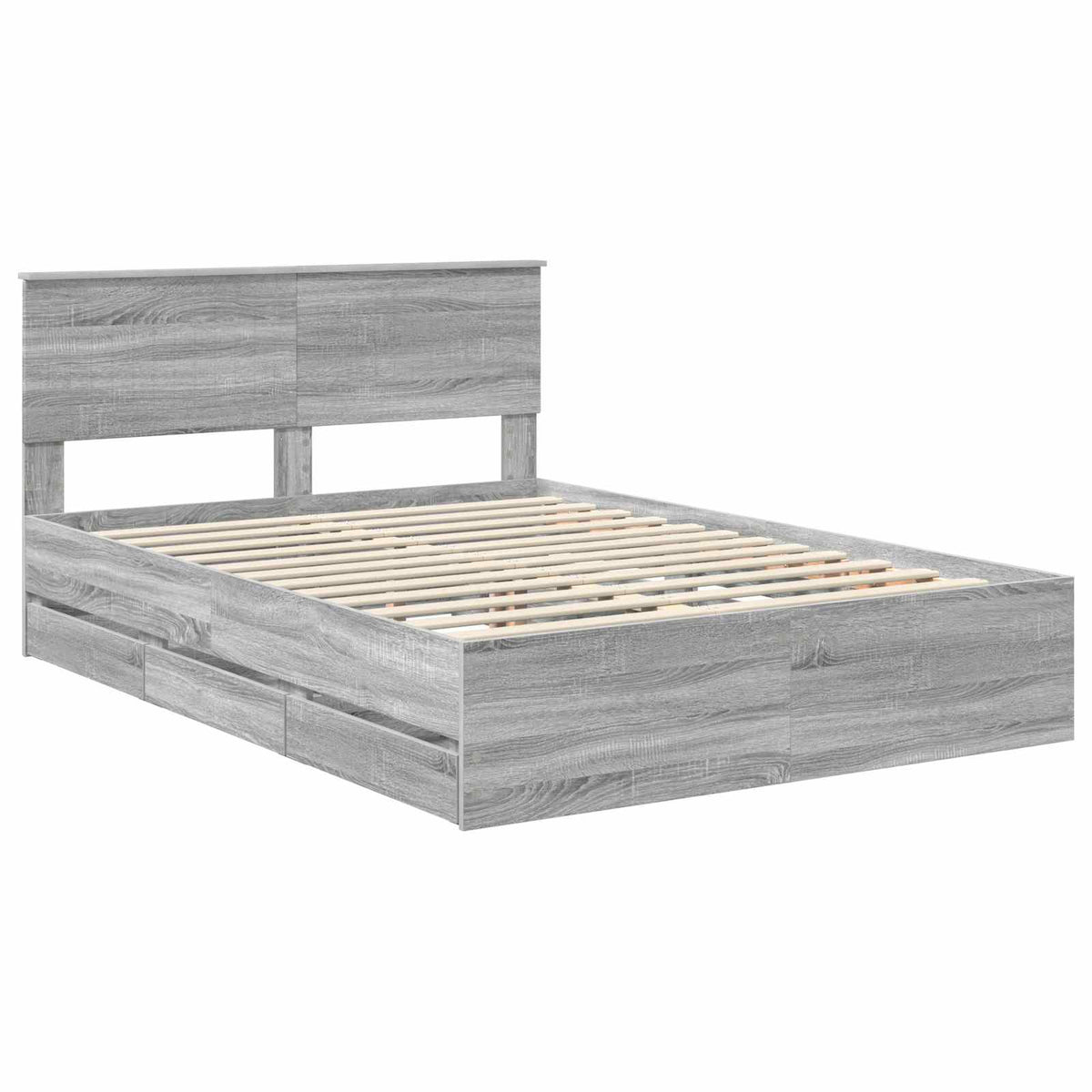 Bed Frame with Drawer Grey Sonoma 140 x 200 cm Engineer Wood