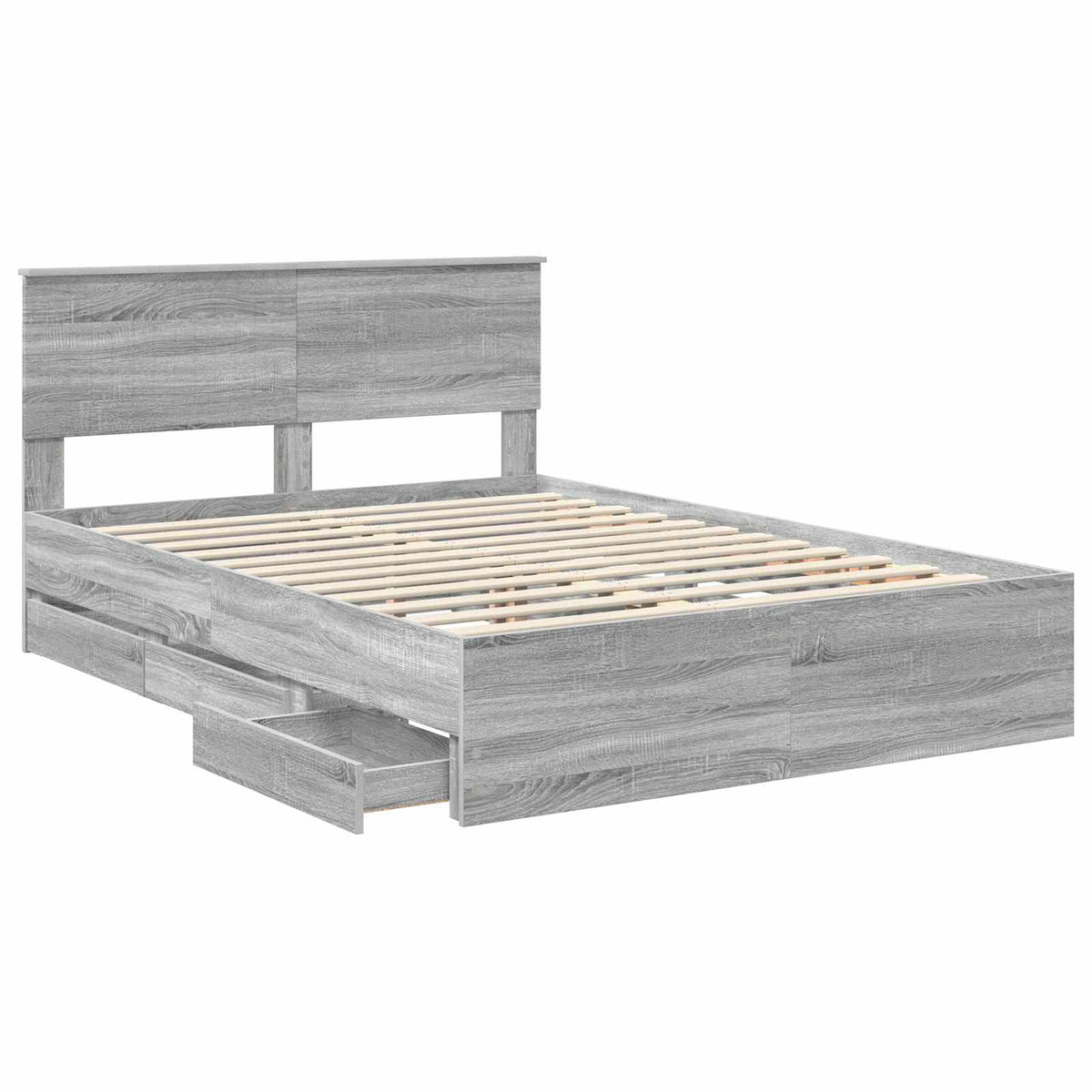 Bed Frame with Drawer Grey Sonoma 140 x 200 cm Engineer Wood