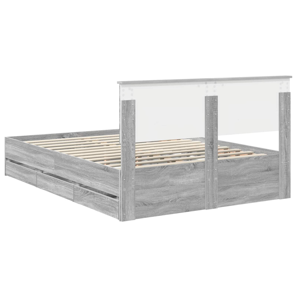 Bed Frame with Drawer Grey Sonoma 140 x 200 cm Engineer Wood