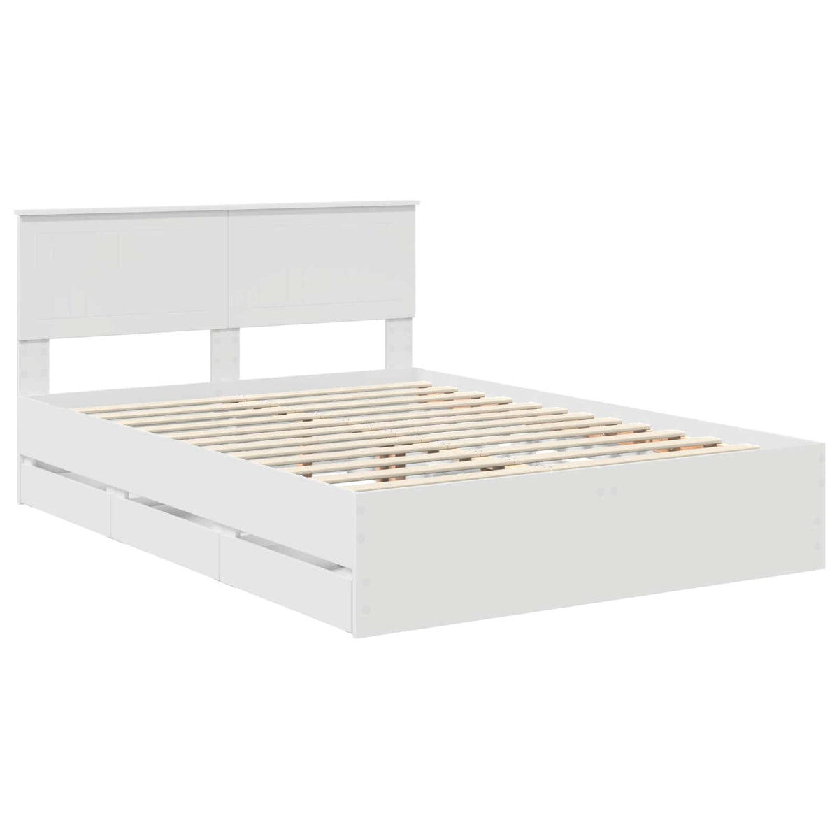 Bed Frame with Drawer White 140 x 190 cm Engineer Wood