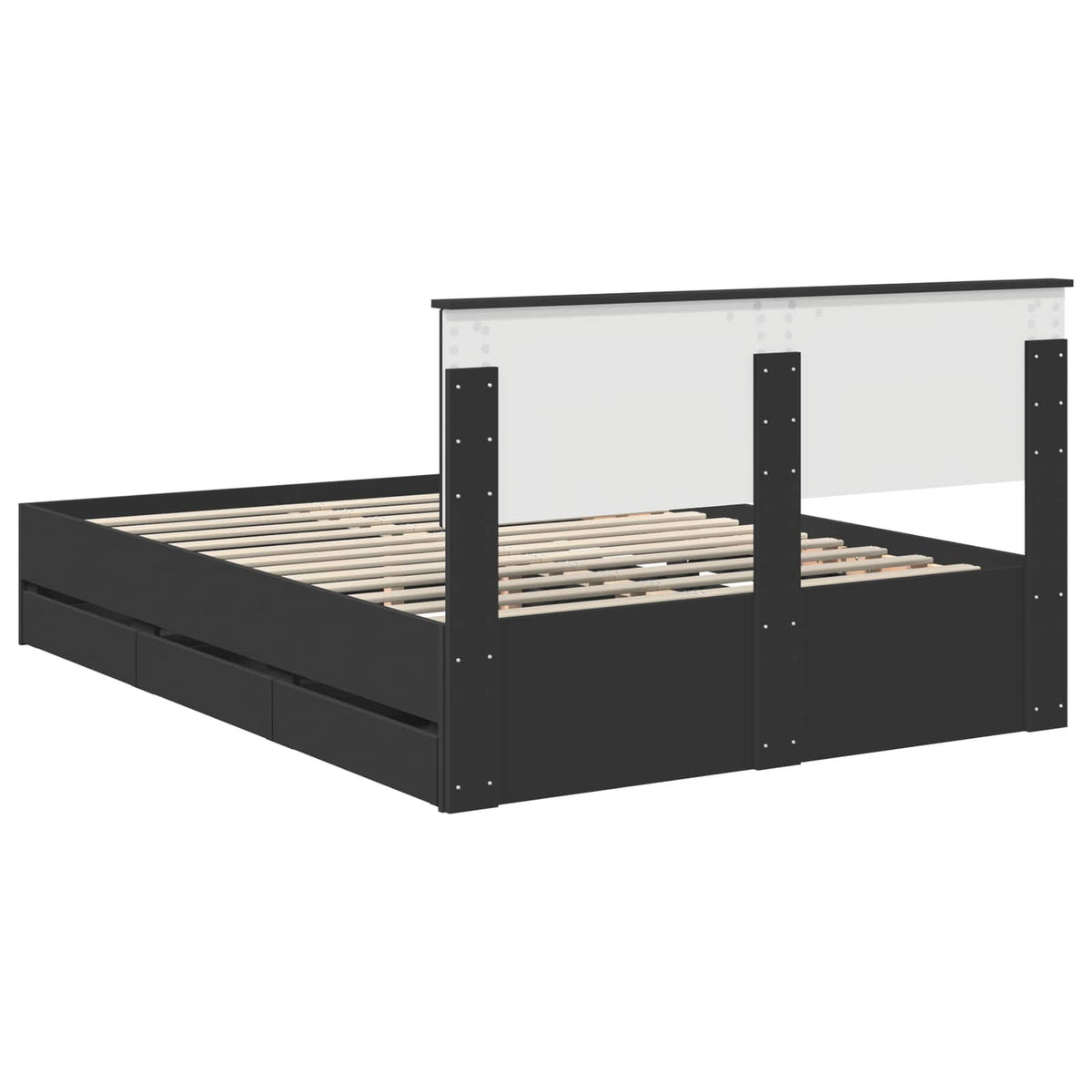Bed Frame with Drawer Black 140 x 190 cm Engineer Wood