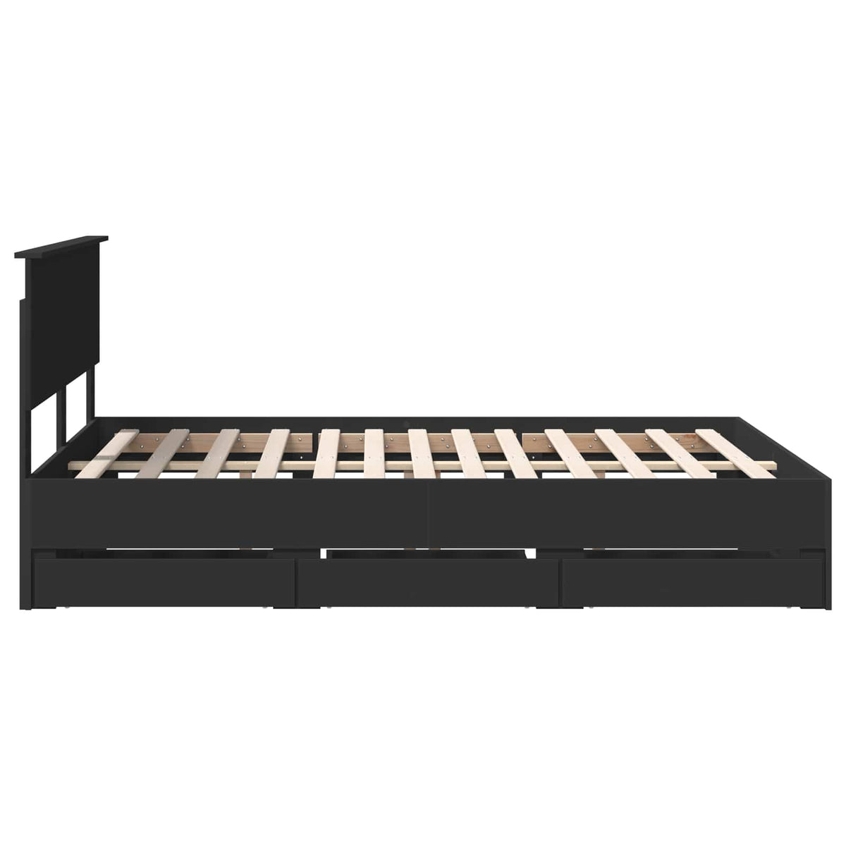 Bed Frame with Drawer Black 140 x 190 cm Engineer Wood