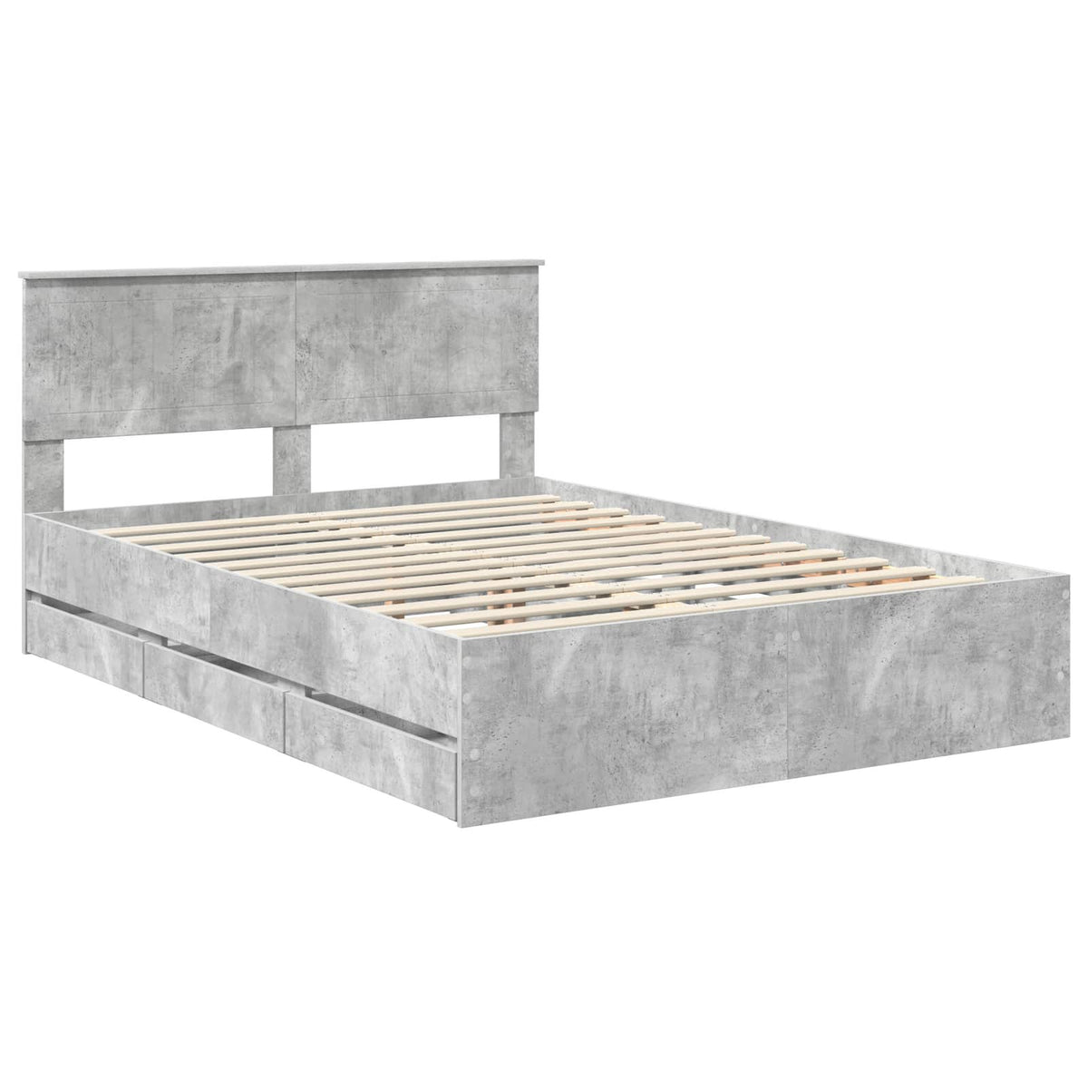 Bed Frame with Drawer Concrete Grey 140 x 190 cm Engineer Wood