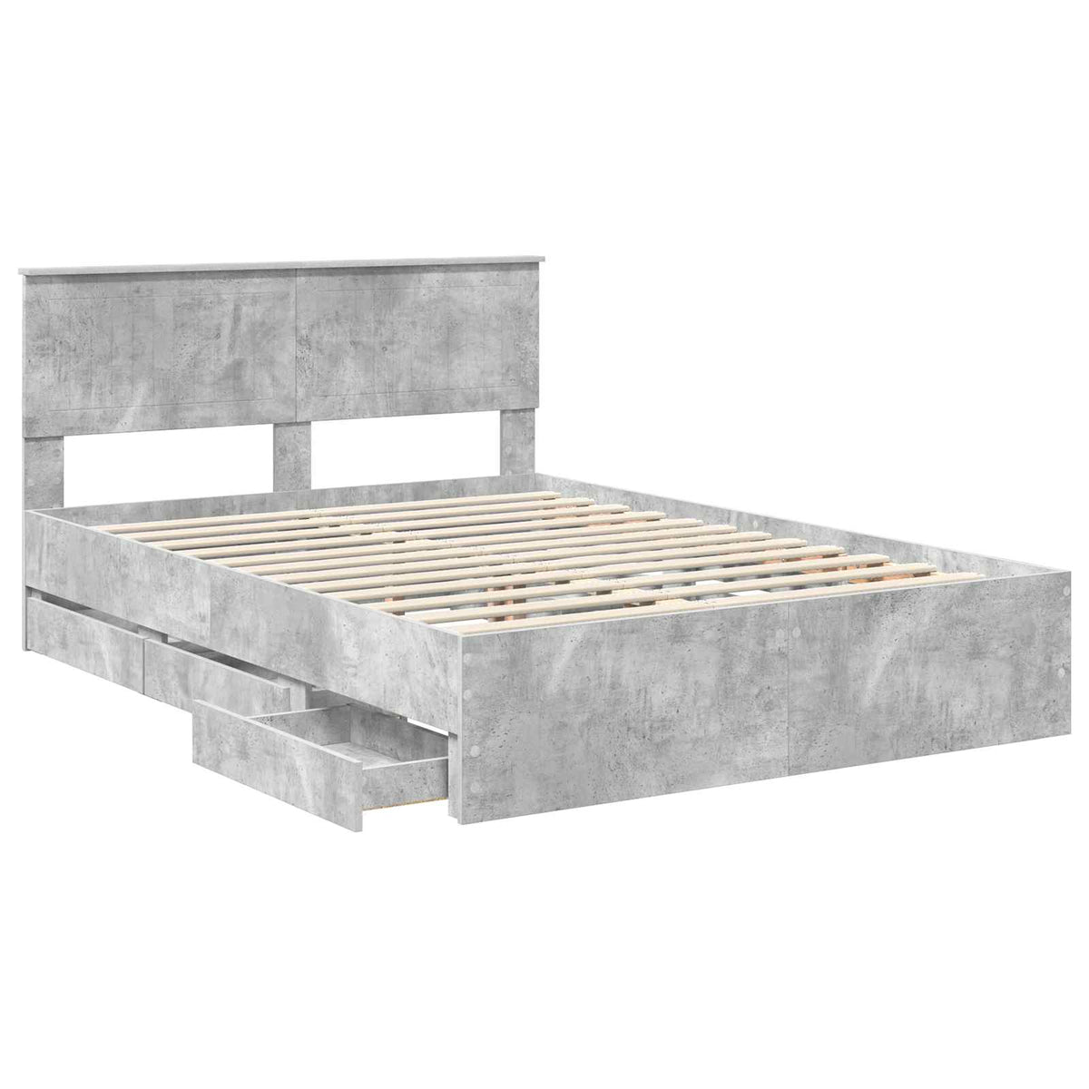 Bed Frame with Drawer Concrete Grey 135 x 190 cm Engineer Wood