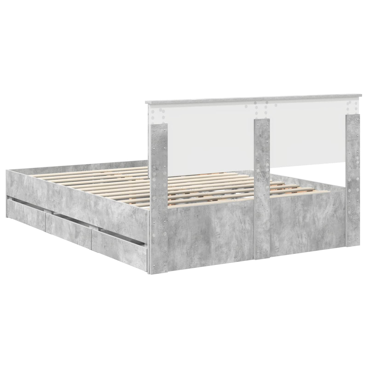 Bed Frame with Drawer Concrete Grey 135 x 190 cm Engineer Wood