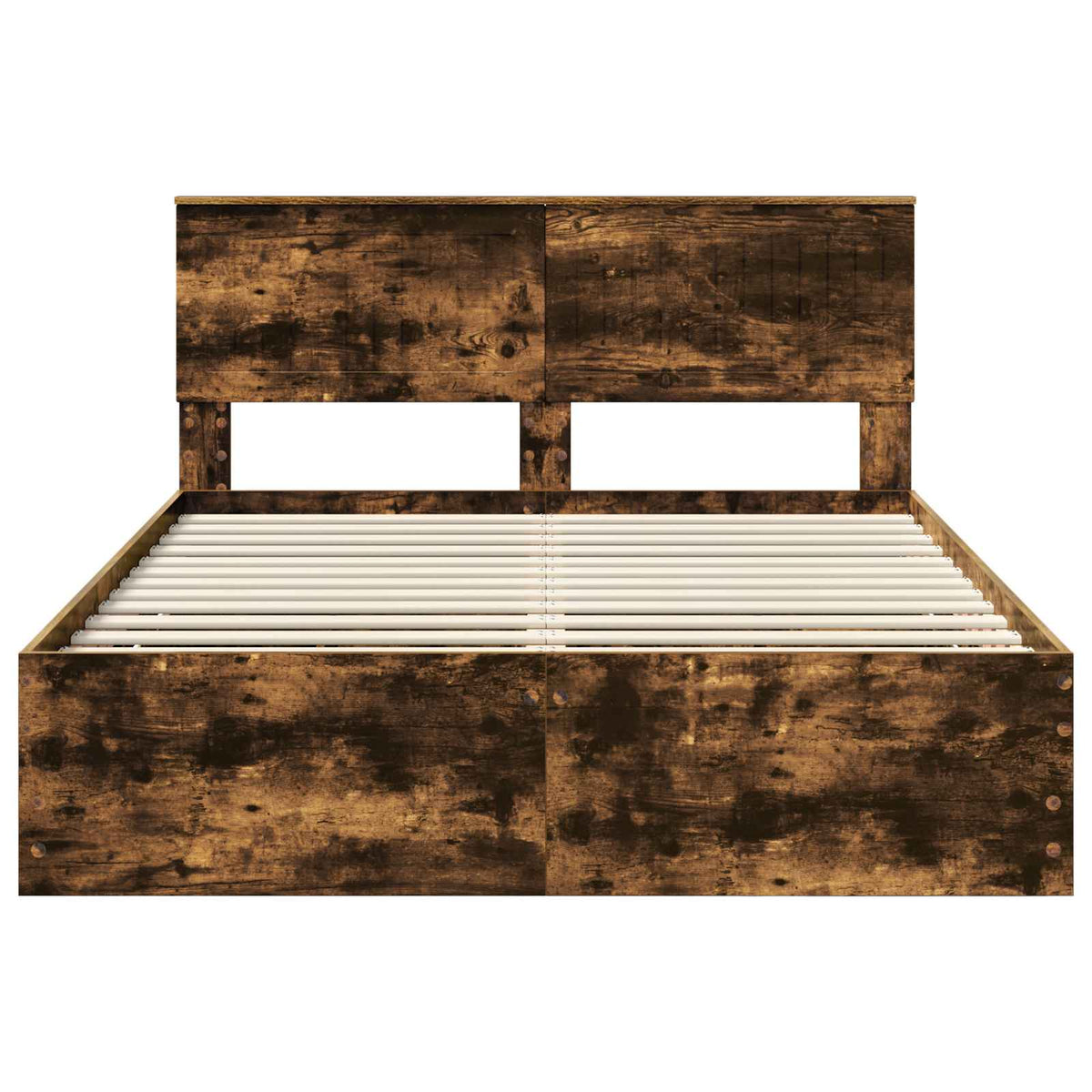 Bed Frame with Drawer Smoked Oak 135 x 190 cm Engineer Wood