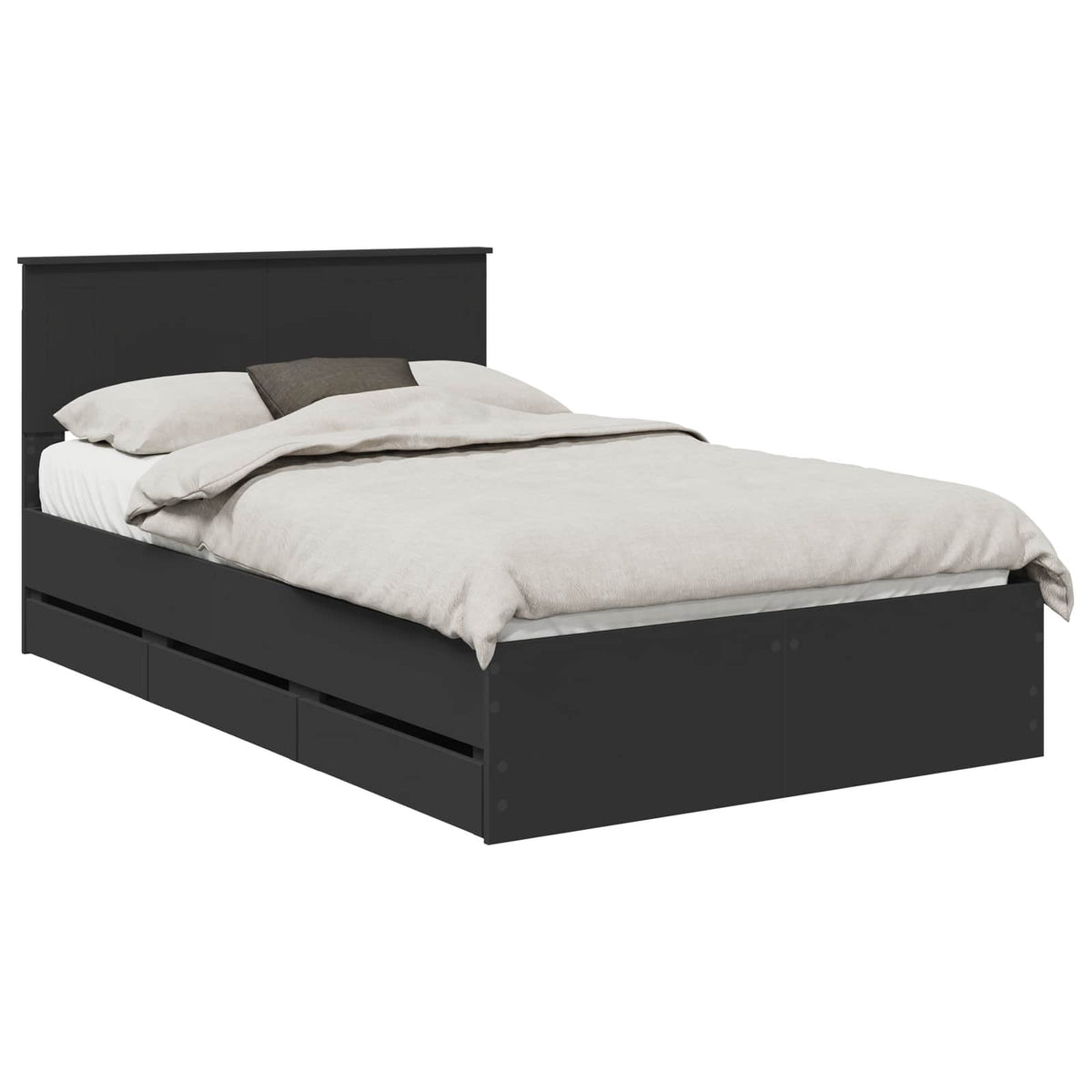 Bed Frame with Drawer Black 120 x 190 cm Engineer Wood