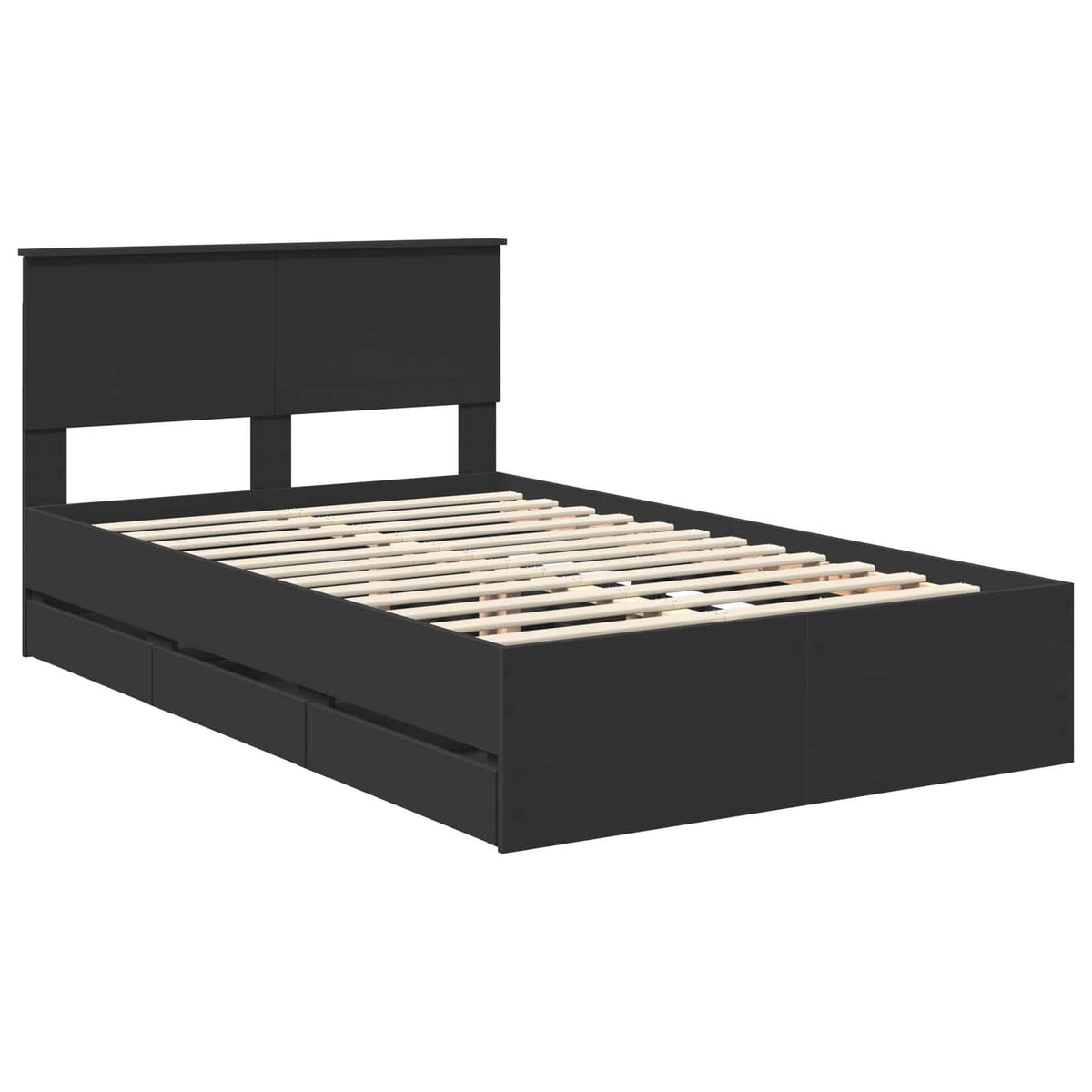 Bed Frame with Drawer Black 120 x 190 cm Engineer Wood
