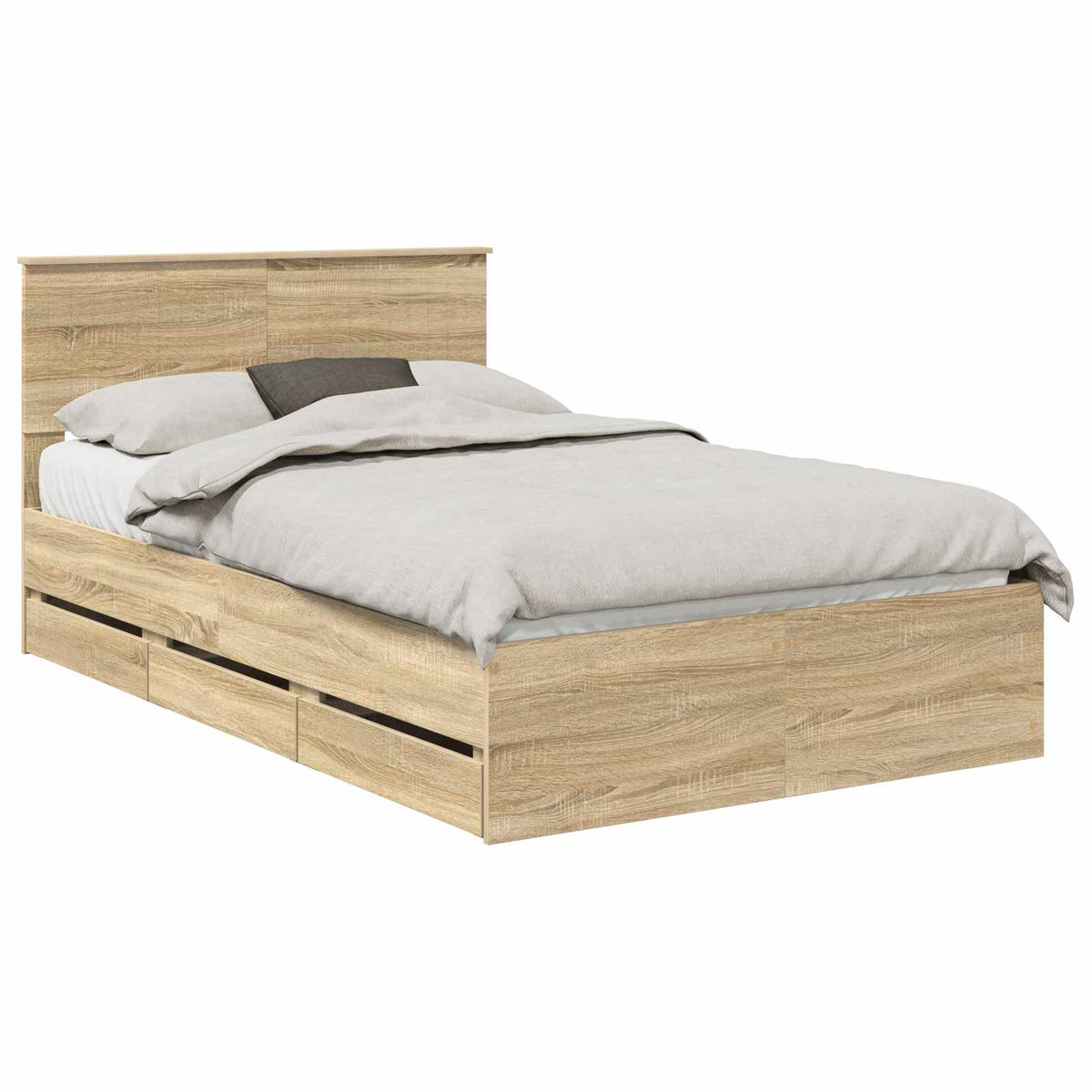 Bed Frame with Drawer Sonoma Oak 120 x 190 cm Engineer Wood