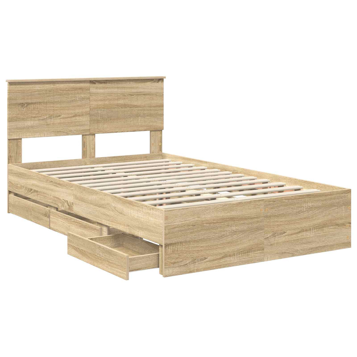 Bed Frame with Drawer Sonoma Oak 120 x 190 cm Engineer Wood