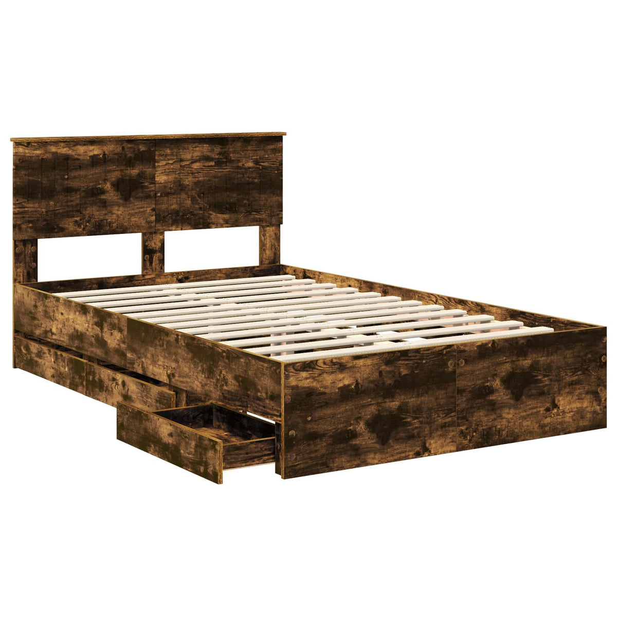 Bed Frame with Drawer Smoked Oak 120 x 190 cm Engineer Wood