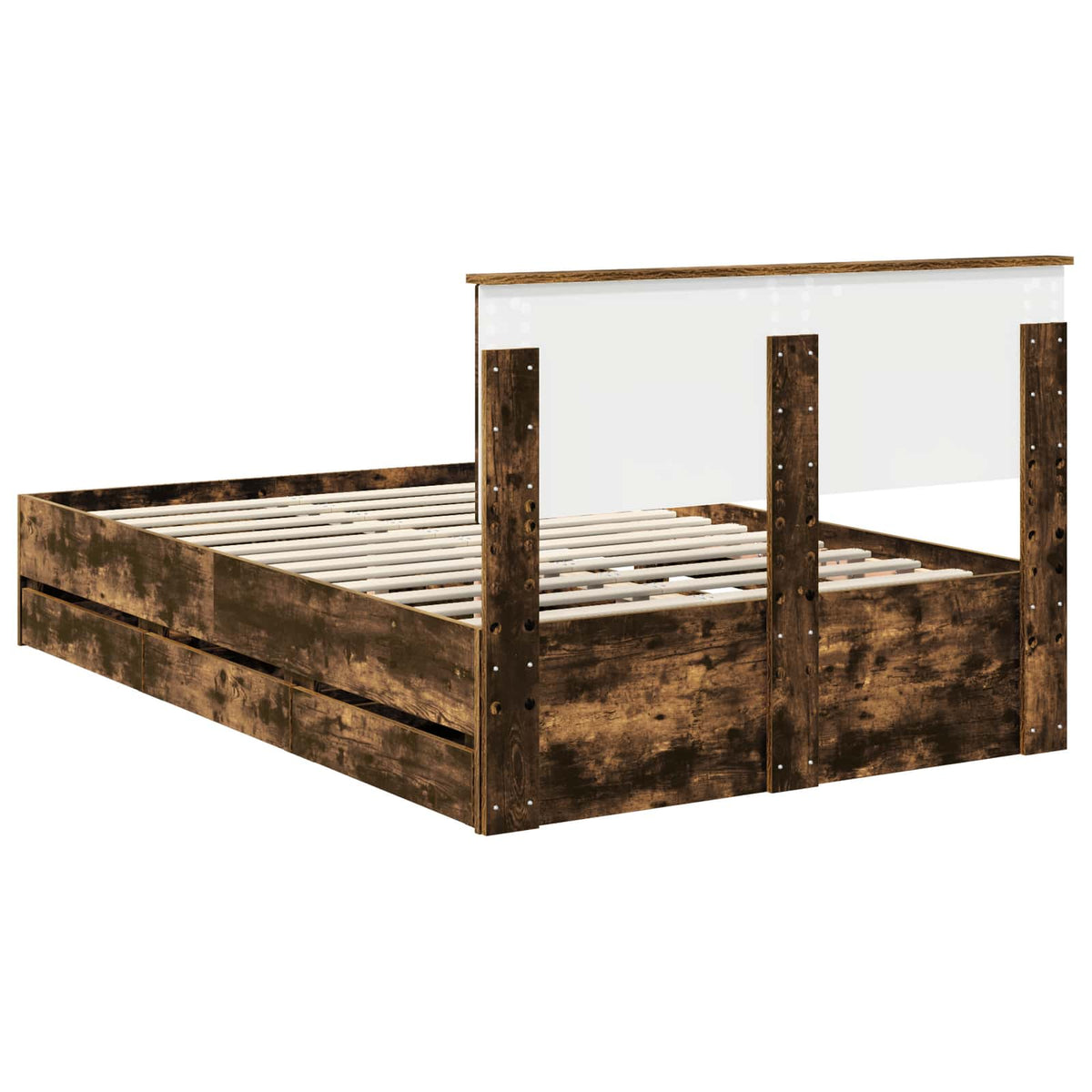 Bed Frame with Drawer Smoked Oak 120 x 190 cm Engineer Wood