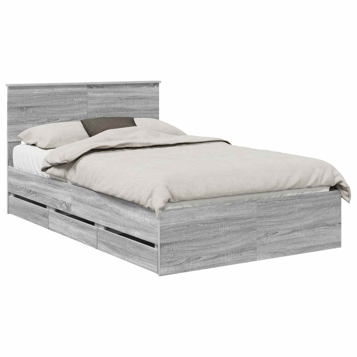 Bed Frame with Drawer Grey Sonoma 120 x 190 cm Engineer Wood