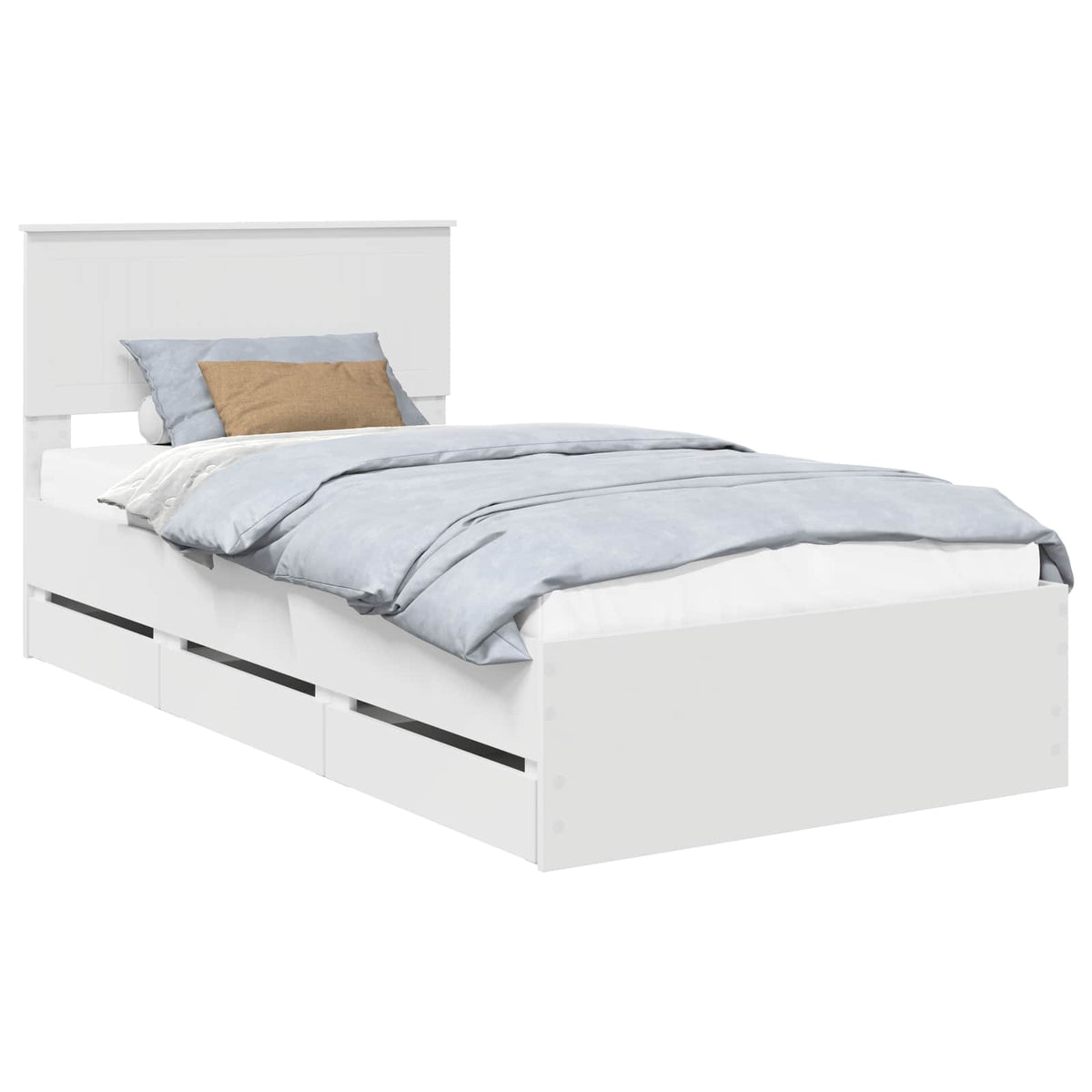 Bed Frame with Drawer White 100 x 200 cm Engineer Wood