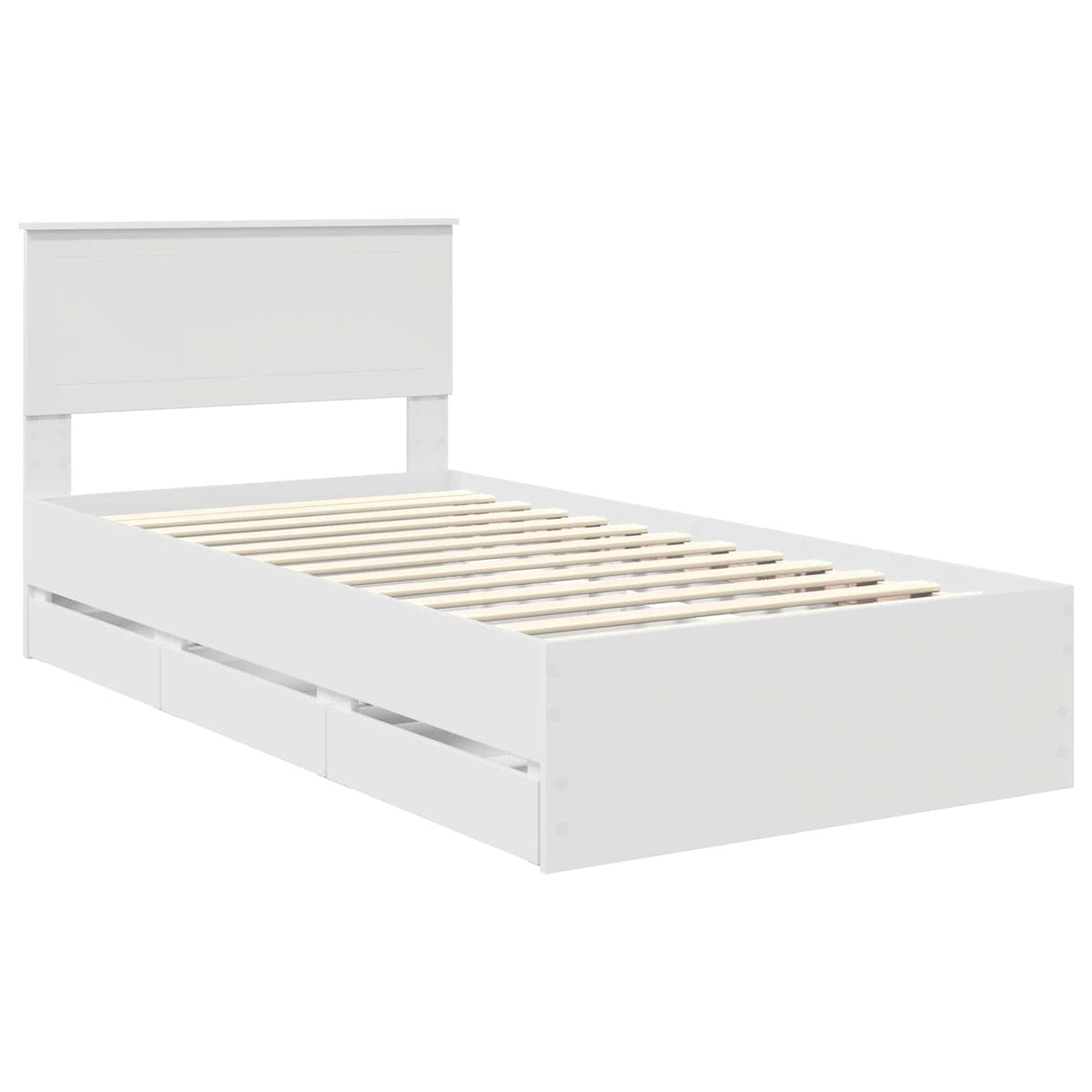 Bed Frame with Drawer White 100 x 200 cm Engineer Wood