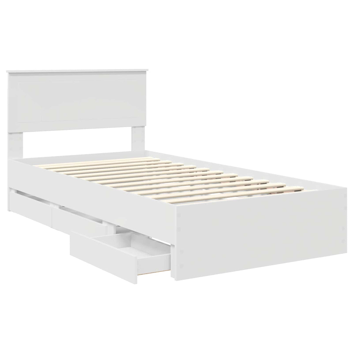 Bed Frame with Drawer White 100 x 200 cm Engineer Wood