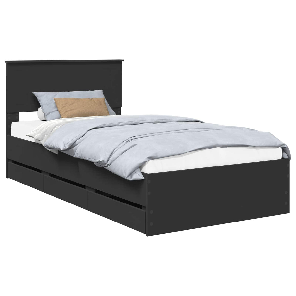 Bed Frame with Drawer Black 100 x 200 cm Engineer Wood