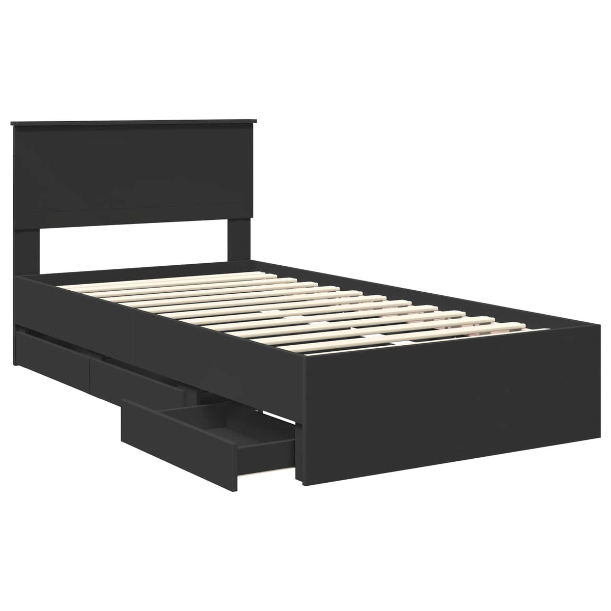 Bed Frame with Drawer Black 100 x 200 cm Engineer Wood