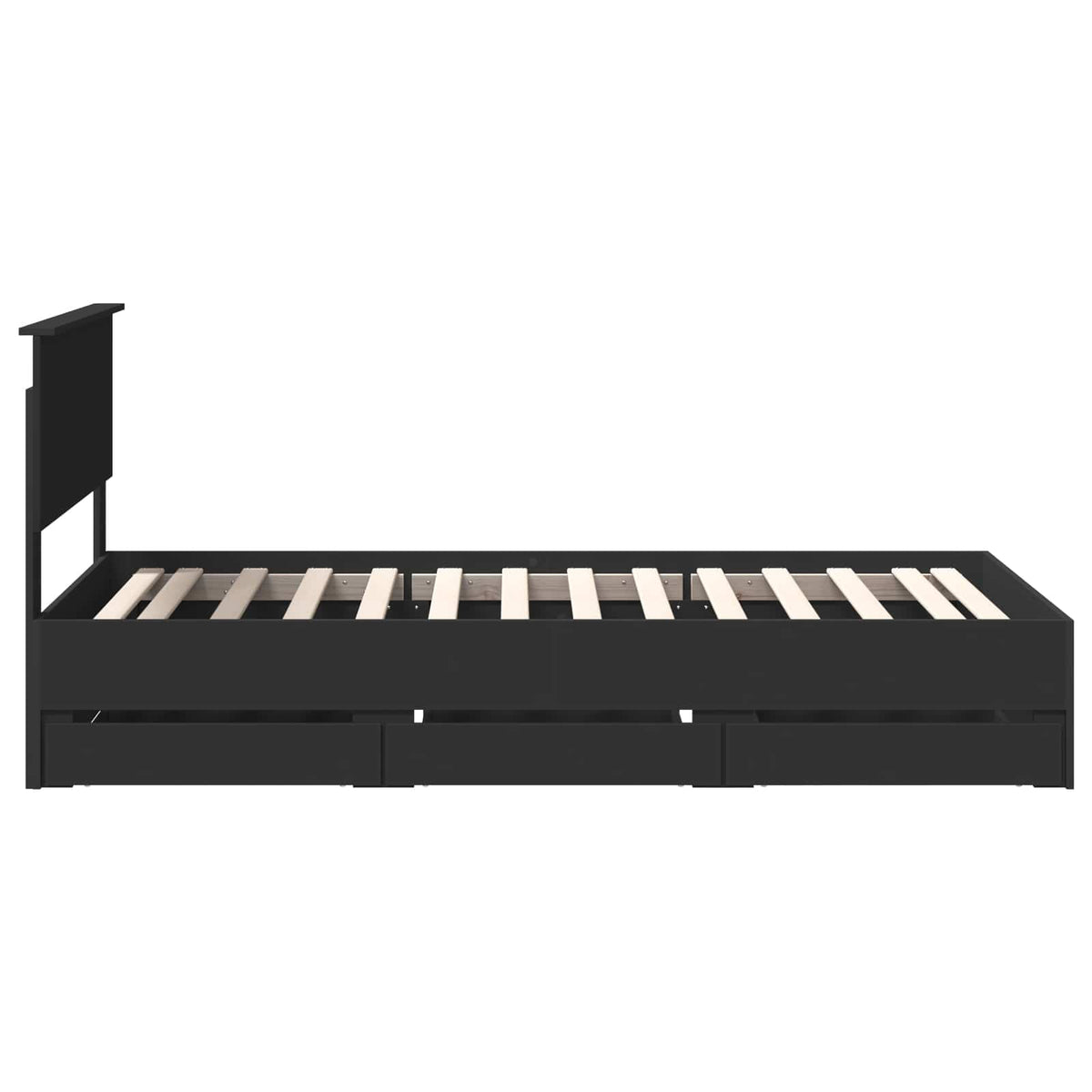Bed Frame with Drawer Black 100 x 200 cm Engineer Wood