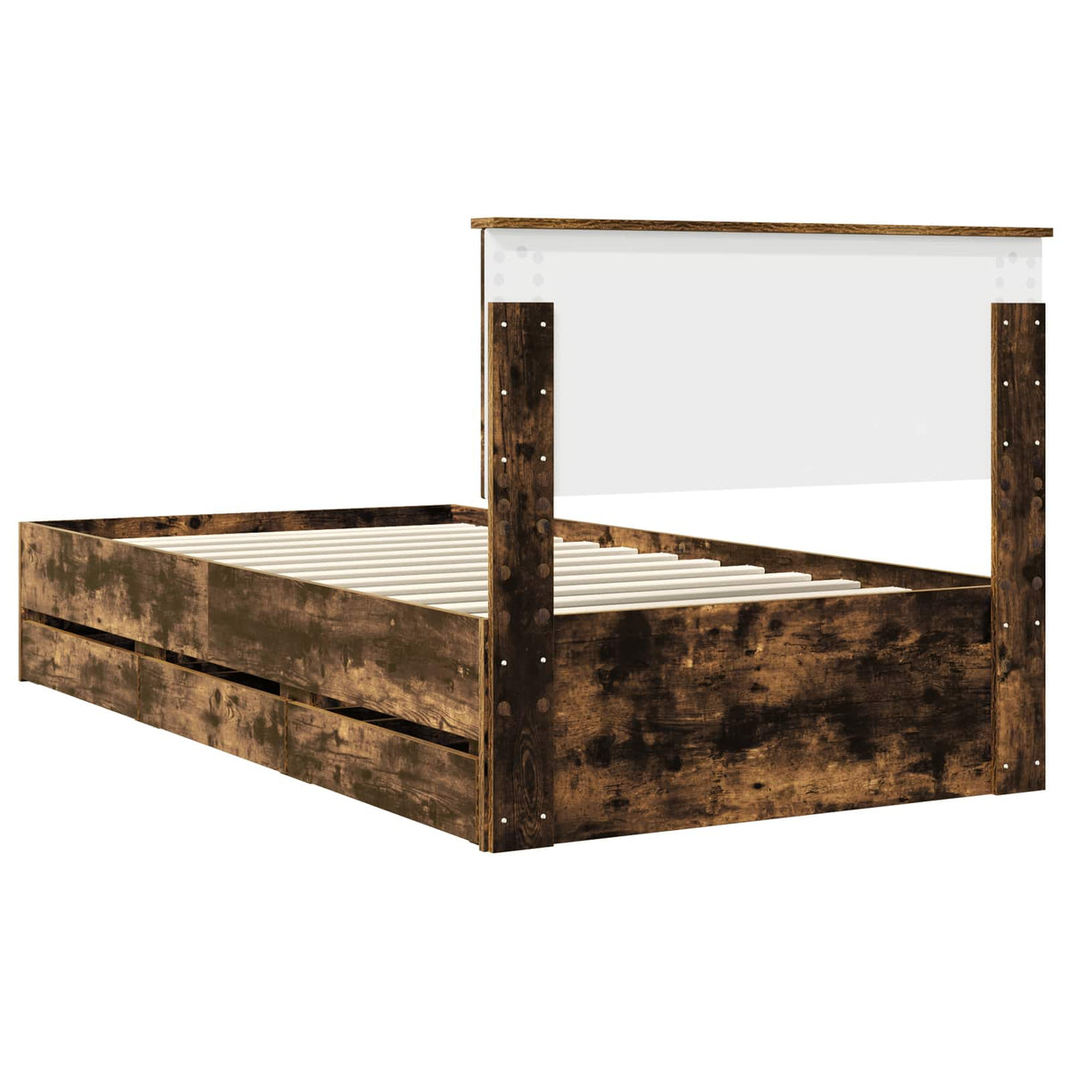 Bed Frame with Drawer Smoked Oak 100 x 200 cm Engineer Wood