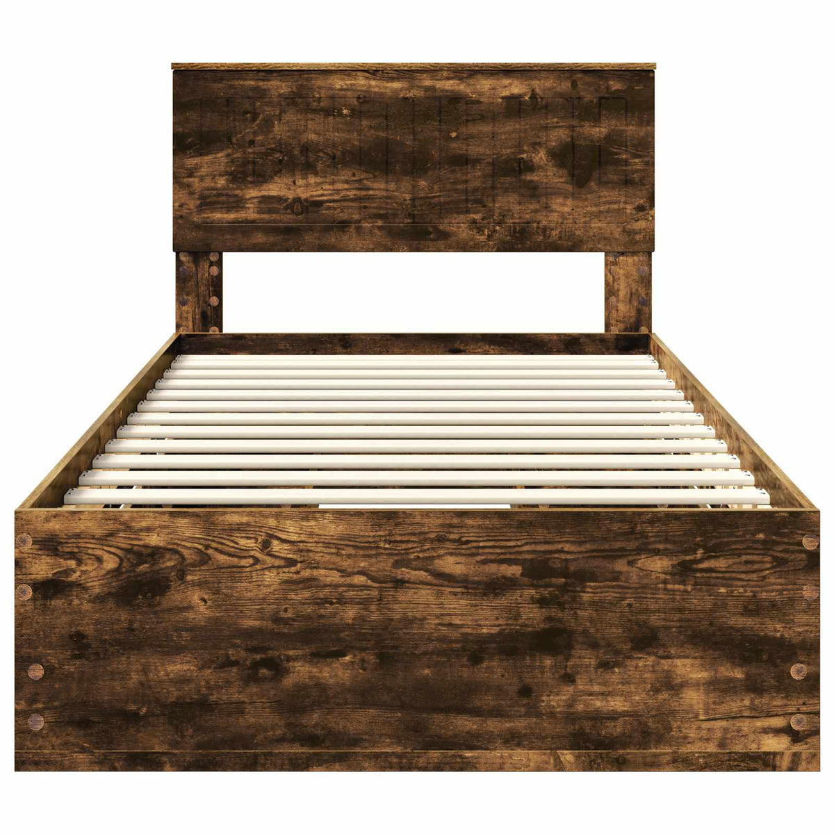 Bed Frame with Drawer Smoked Oak 100 x 200 cm Engineer Wood