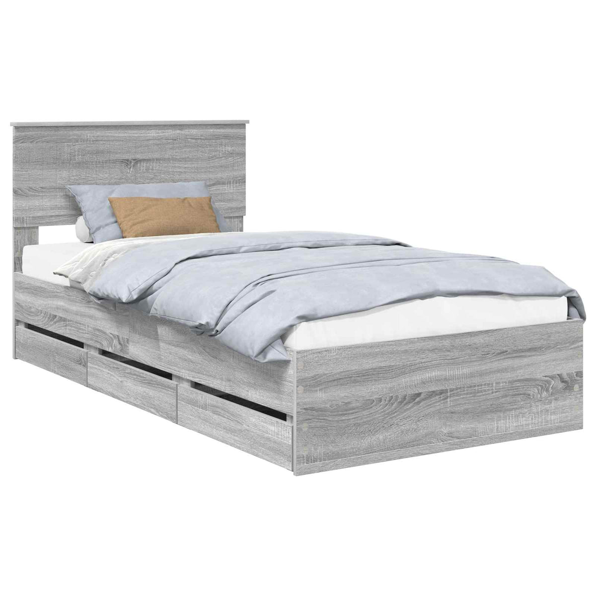 Bed Frame with Drawer Grey Sonoma 100 x 200 cm Engineer Wood