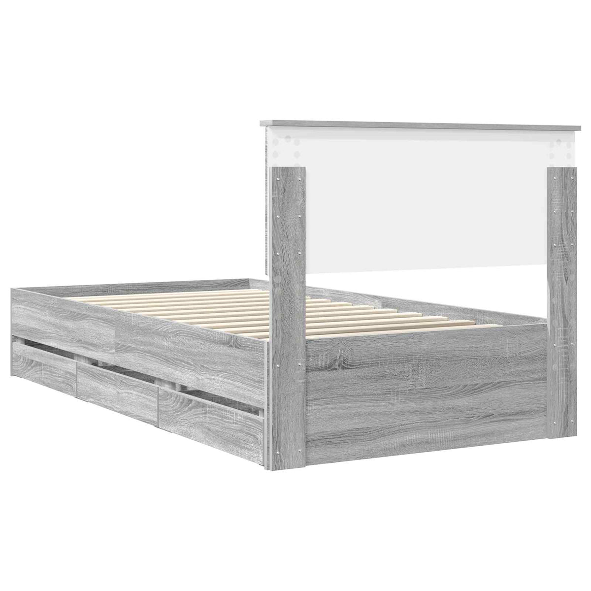 Bed Frame with Drawer Grey Sonoma 100 x 200 cm Engineer Wood