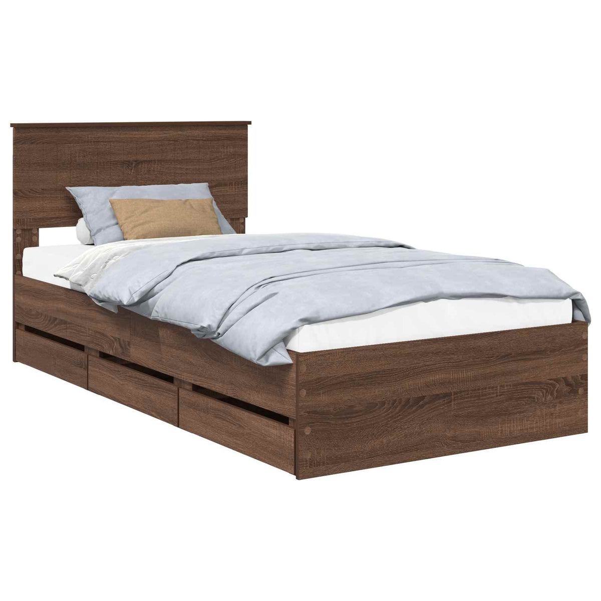 Bed Frame with Drawer Brown Oak 100 x 200 cm Engineer Wood