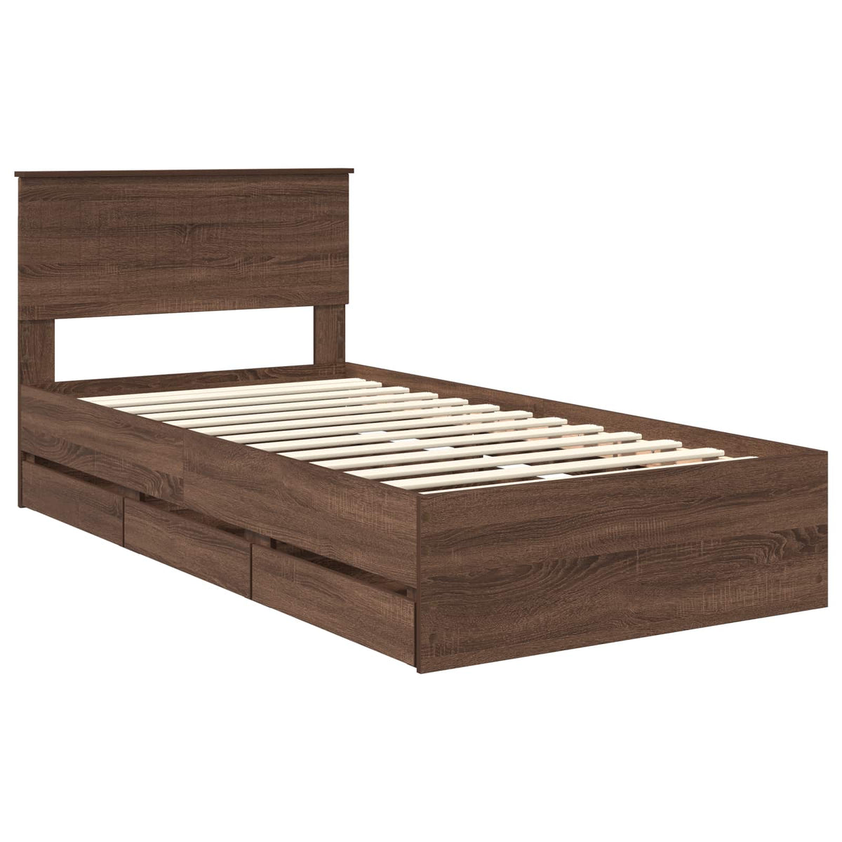 Bed Frame with Drawer Brown Oak 100 x 200 cm Engineer Wood