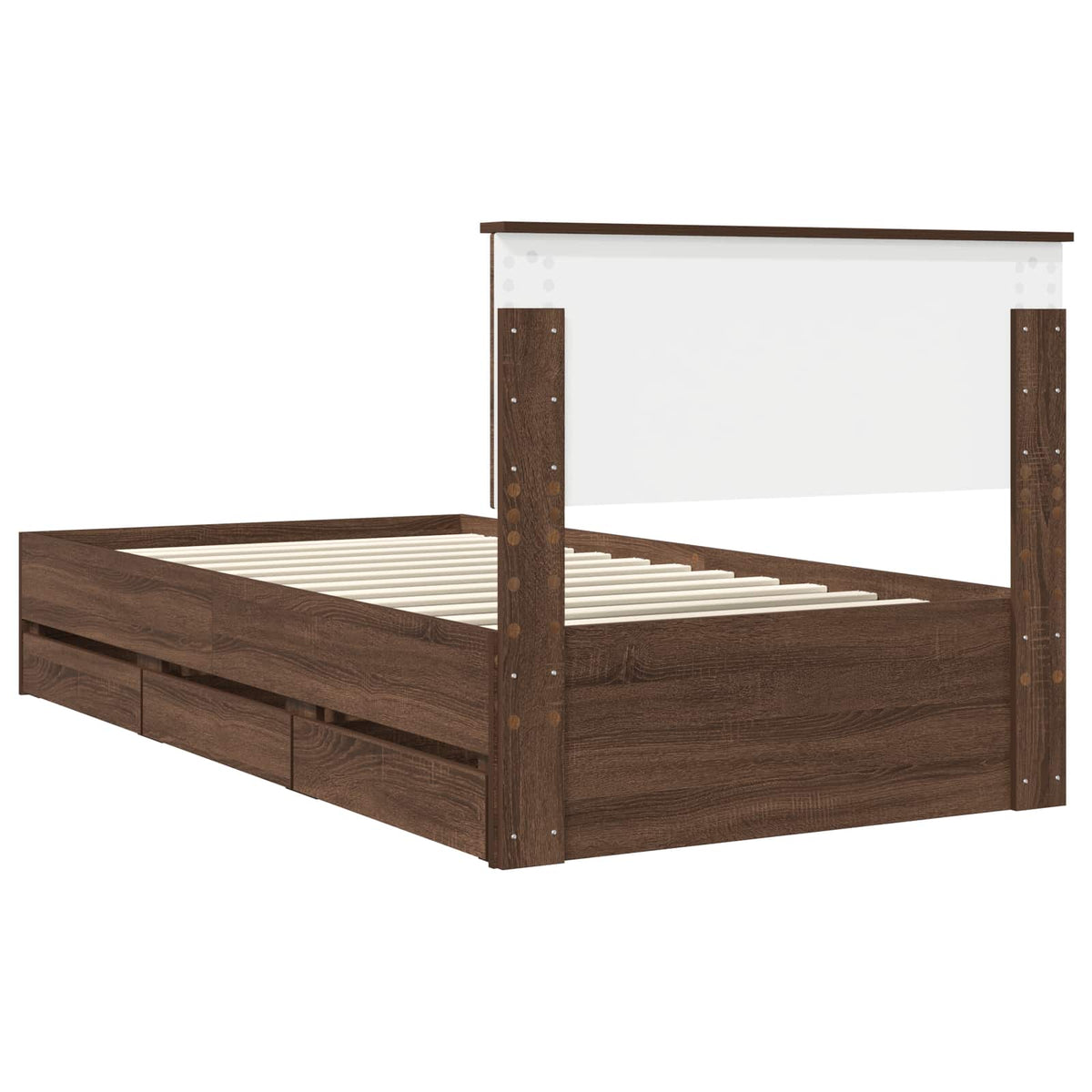 Bed Frame with Drawer Brown Oak 100 x 200 cm Engineer Wood