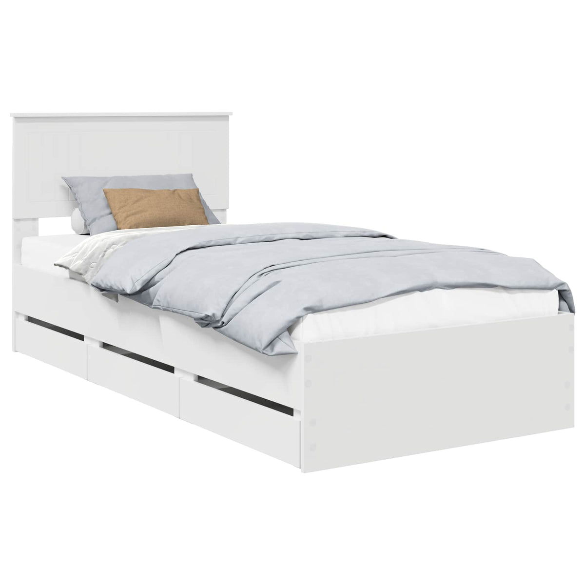 Bed Frame with Drawer White 90 x 200 cm Engineer Wood
