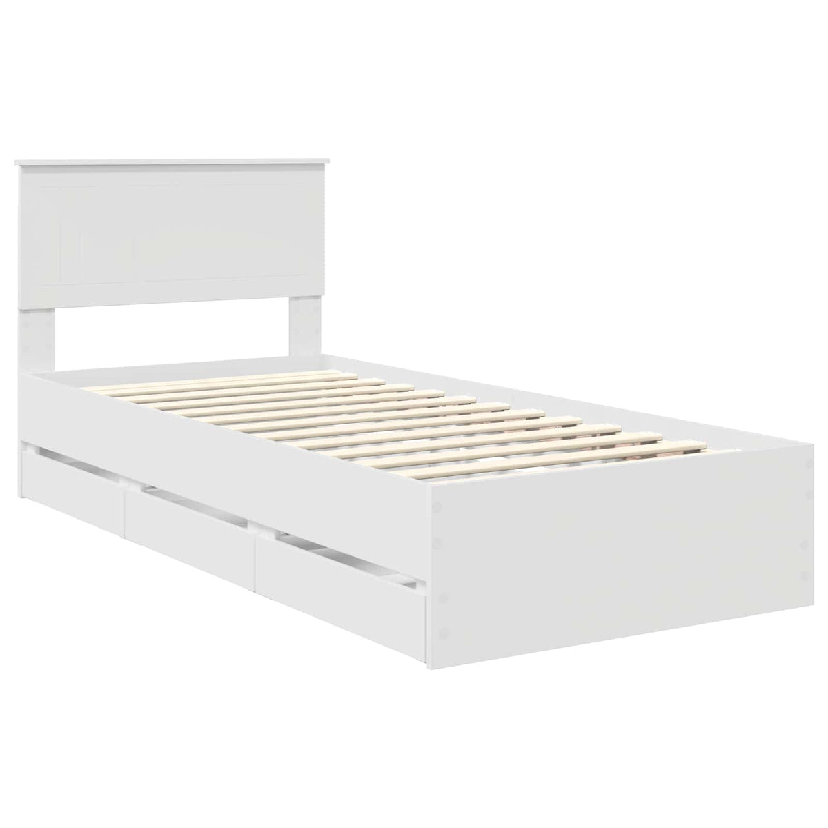 Bed Frame with Drawer White 90 x 200 cm Engineer Wood