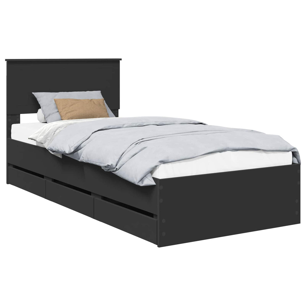 Bed Frame with Drawer Black 90 x 200 cm Engineer Wood